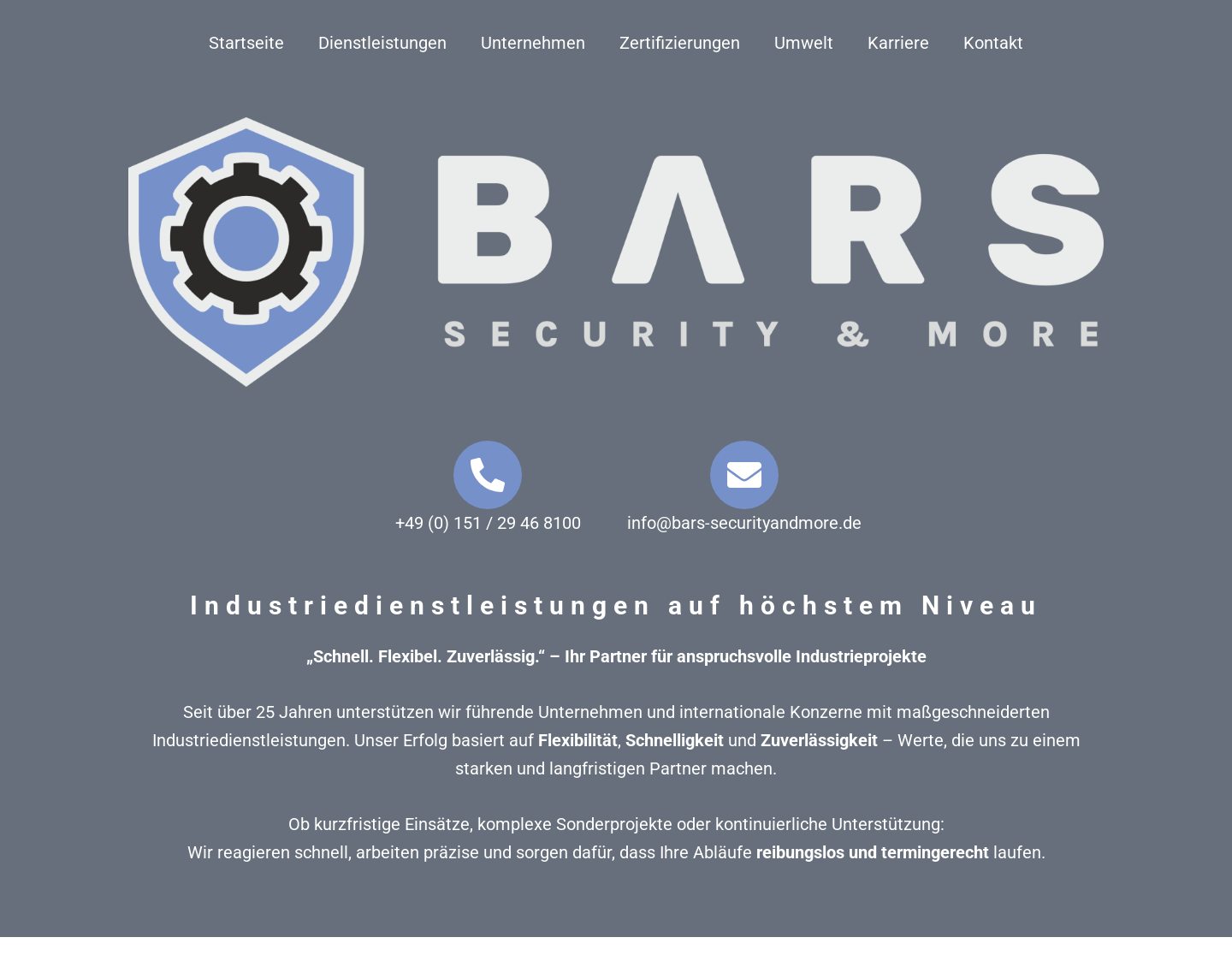 Aktuelle Website-Vorschau von BARS Security and more - Sicherheit