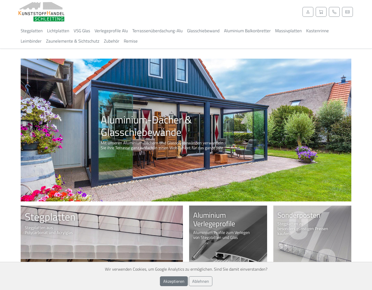 Aktuelle Website-Vorschau von Stegplatten / Doppelstegplatten