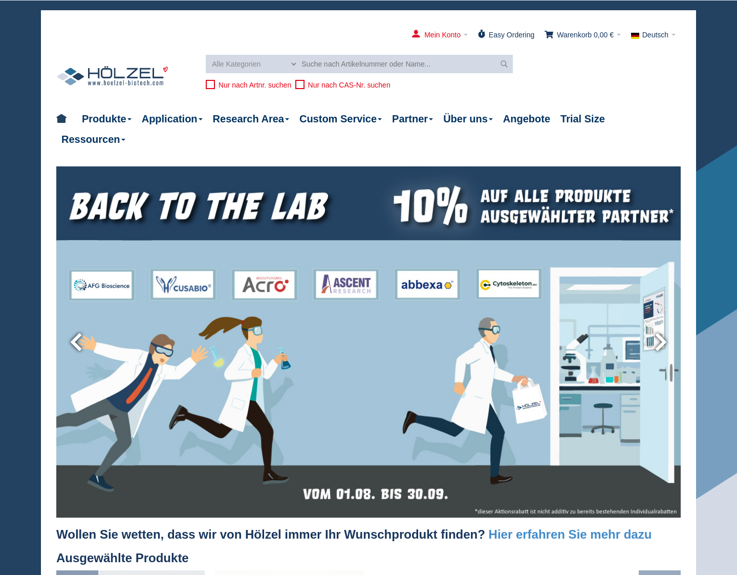 Aktuelle Website-Vorschau von LISA Kits, Antikörper, Proteine Produkte