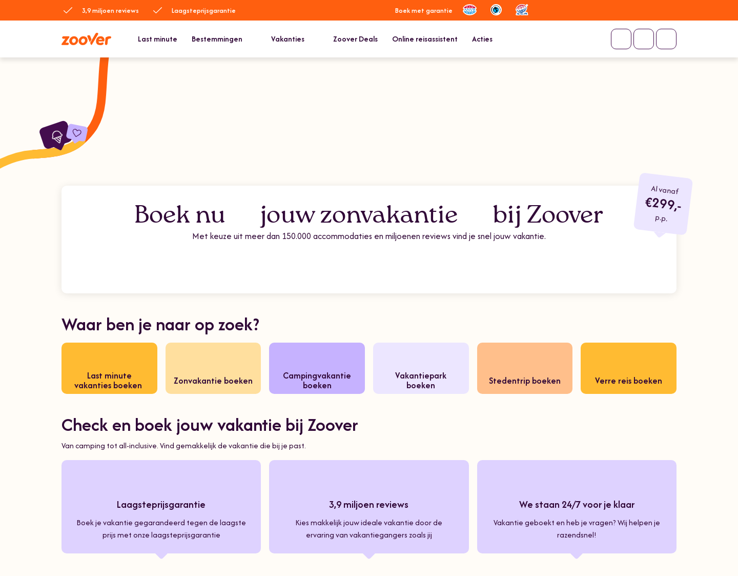 Aktuelle Website-Vorschau von Zoover