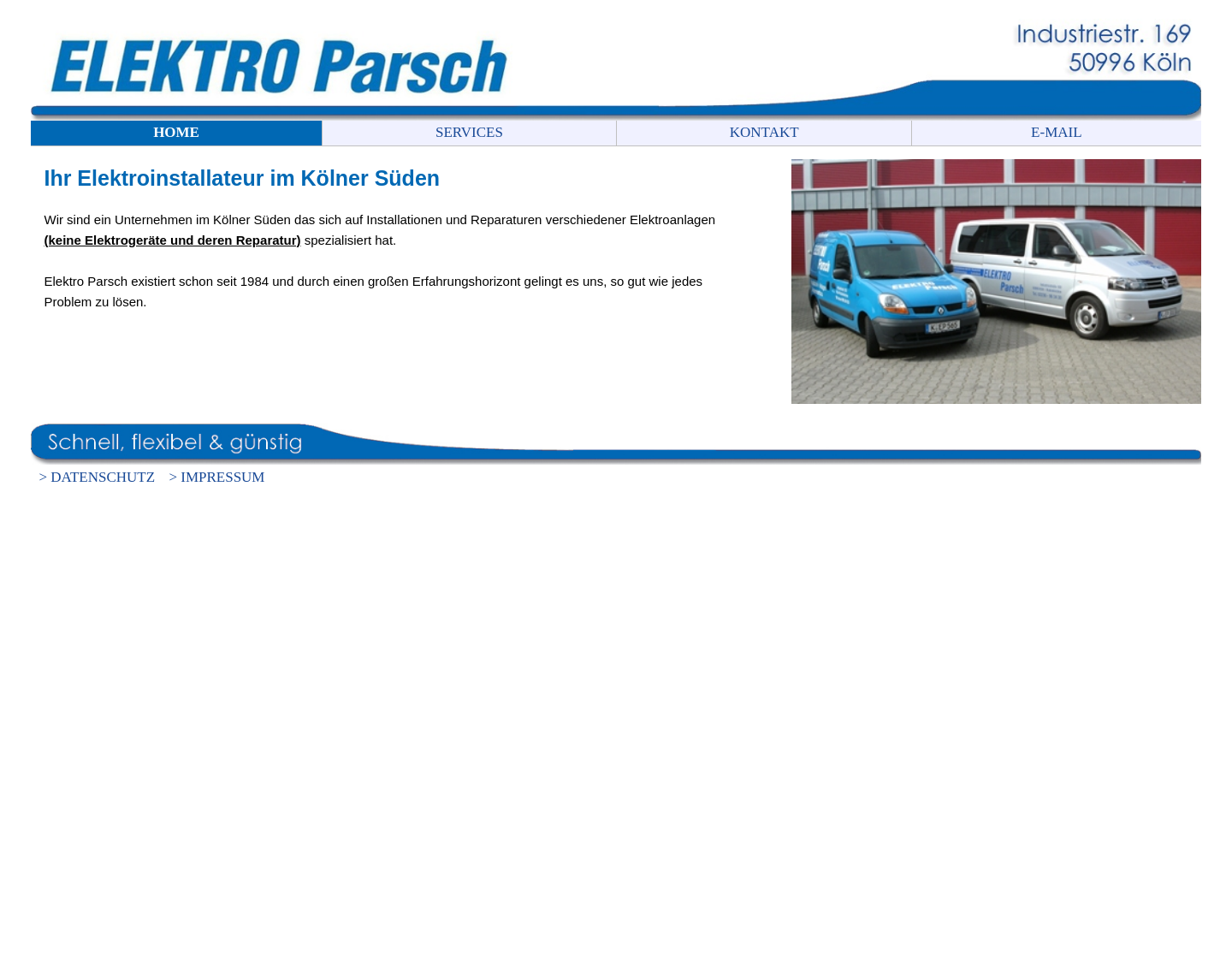 Aktuelle Website-Vorschau von Elektro Parsch