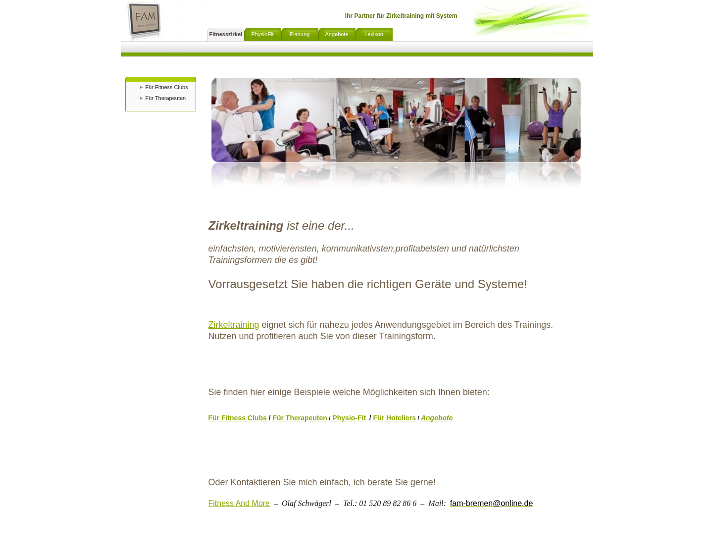 Aktuelle Website-Vorschau von Fitnesszirkel