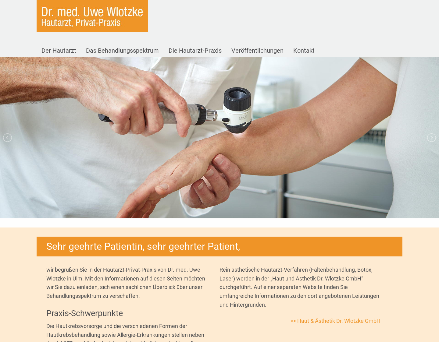 Aktuelle Website-Vorschau von Faltenbehandlung Hautarzt Dr. med. Uwe W