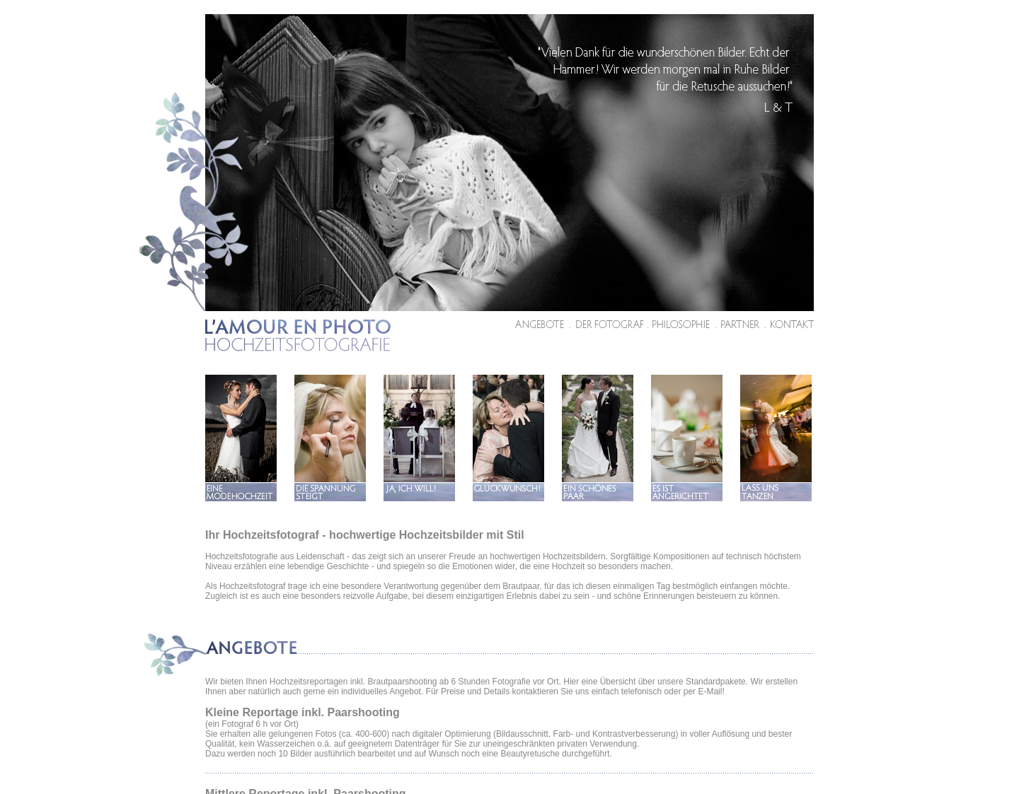 Aktuelle Website-Vorschau von Hochzeitsfotograf für Stuttgart