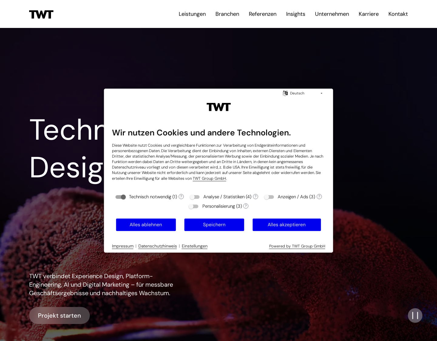 Aktuelle Website-Vorschau von TWT - Full-Service Internet-Agentur