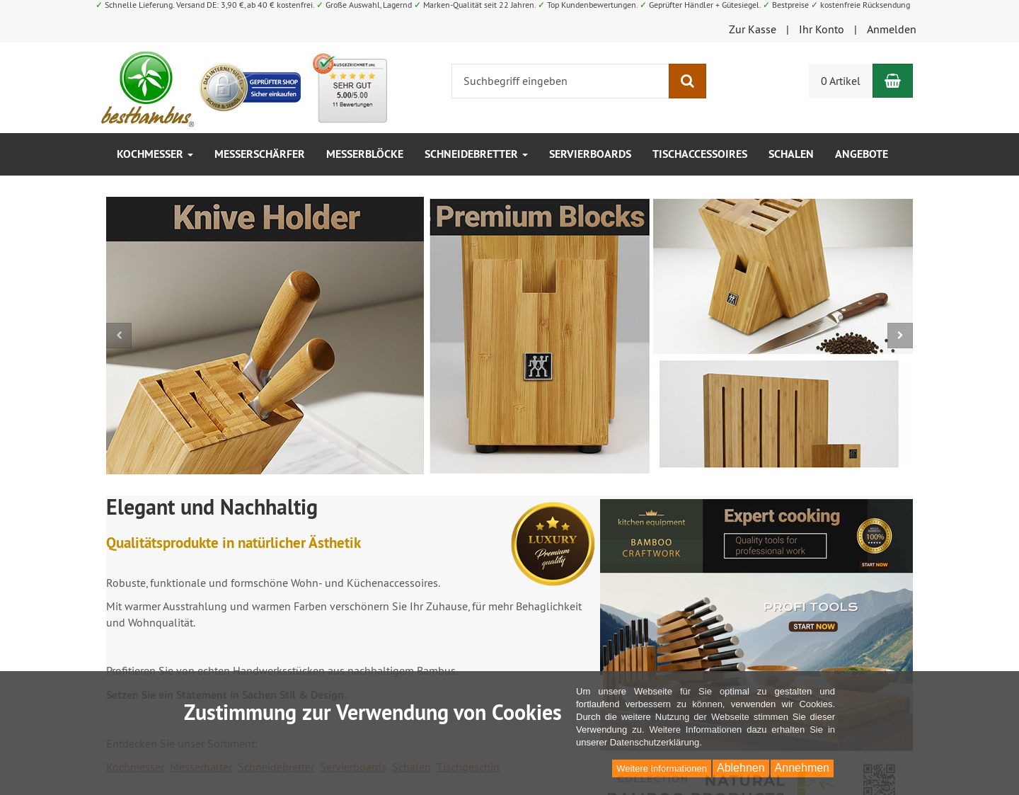 Aktuelle Website-Vorschau von Bambus Kochwaren