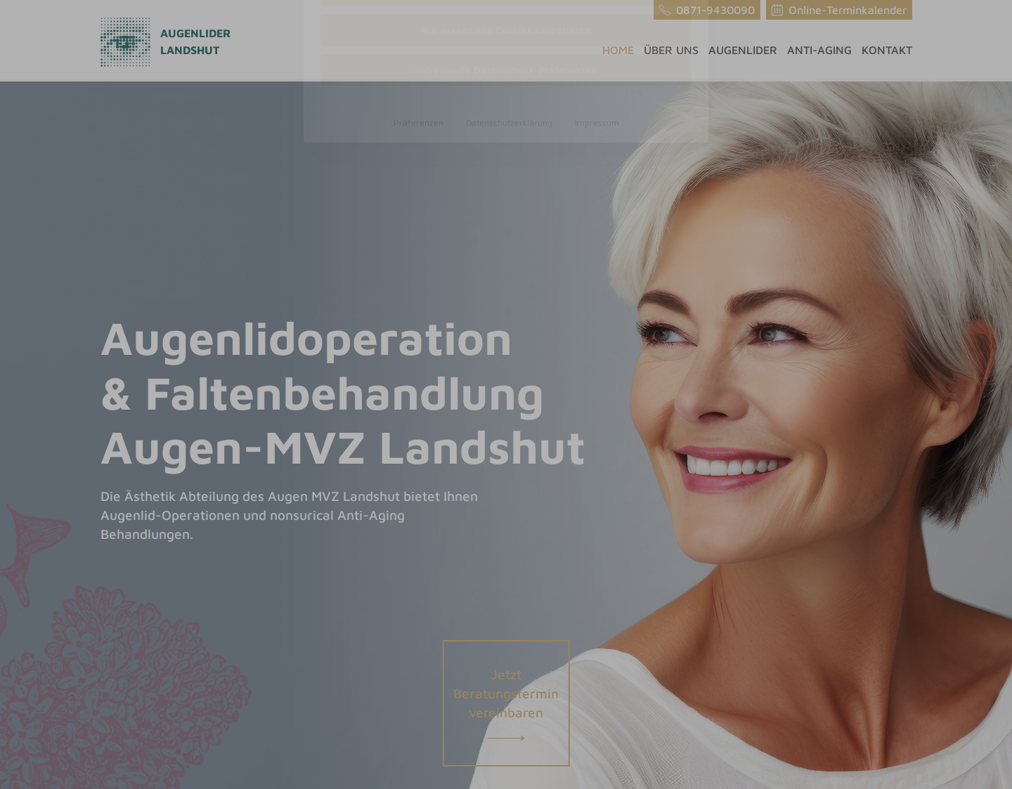 Aktuelle Website-Vorschau von Augenlider Landshut - Schöne Augen!