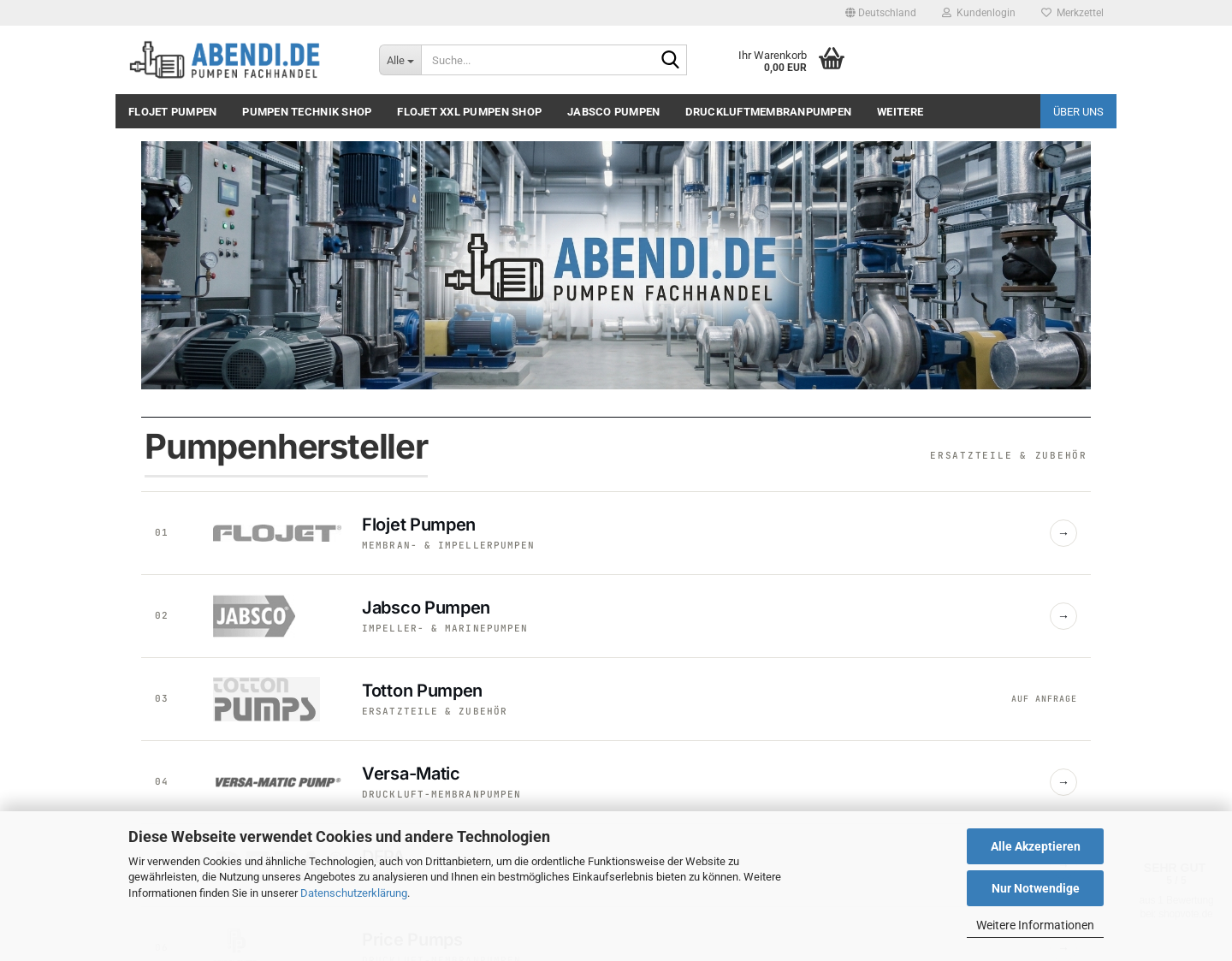 Aktuelle Website-Vorschau von Pumpen