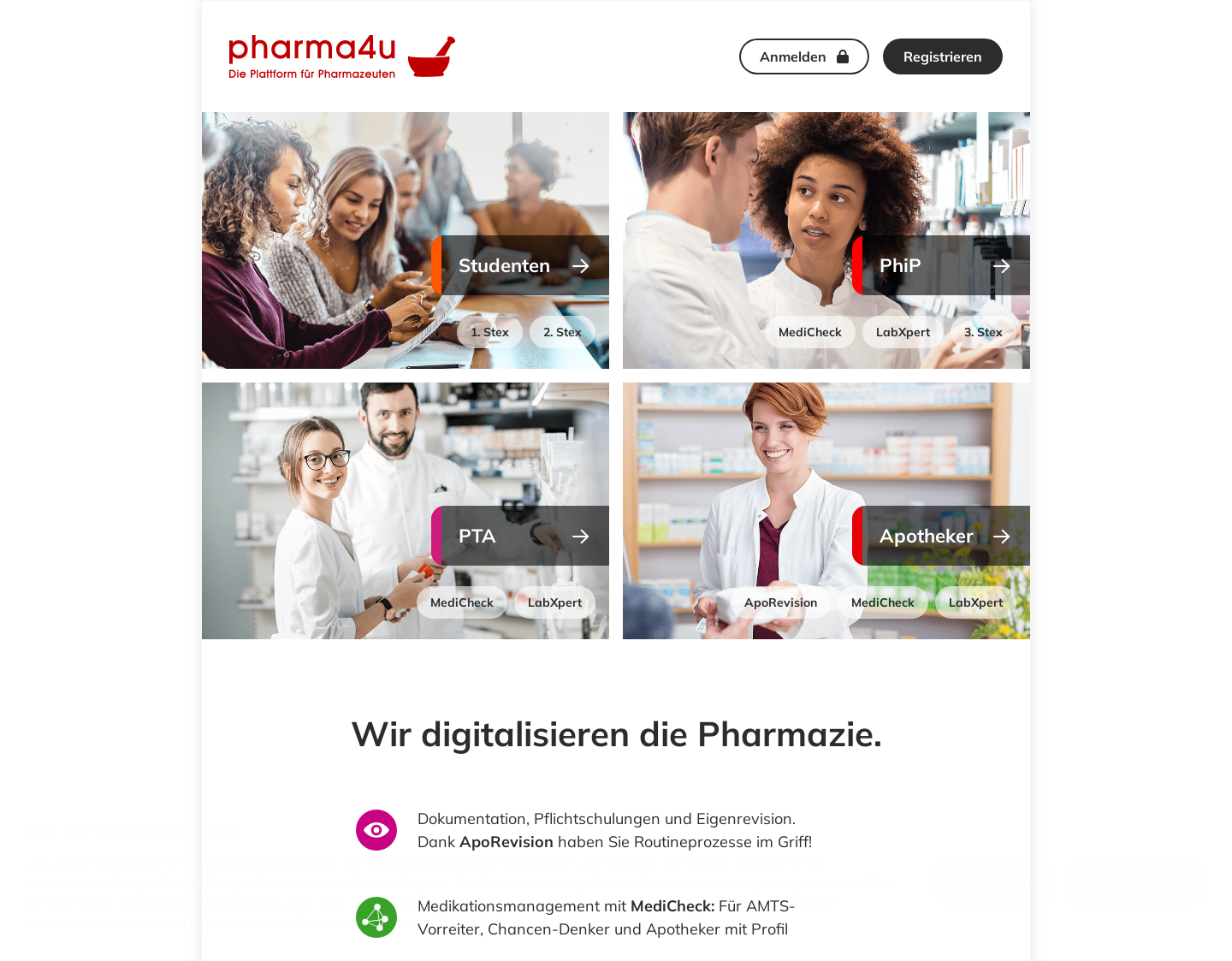 Aktuelle Website-Vorschau von DIE Plattform für Pharmazeuten