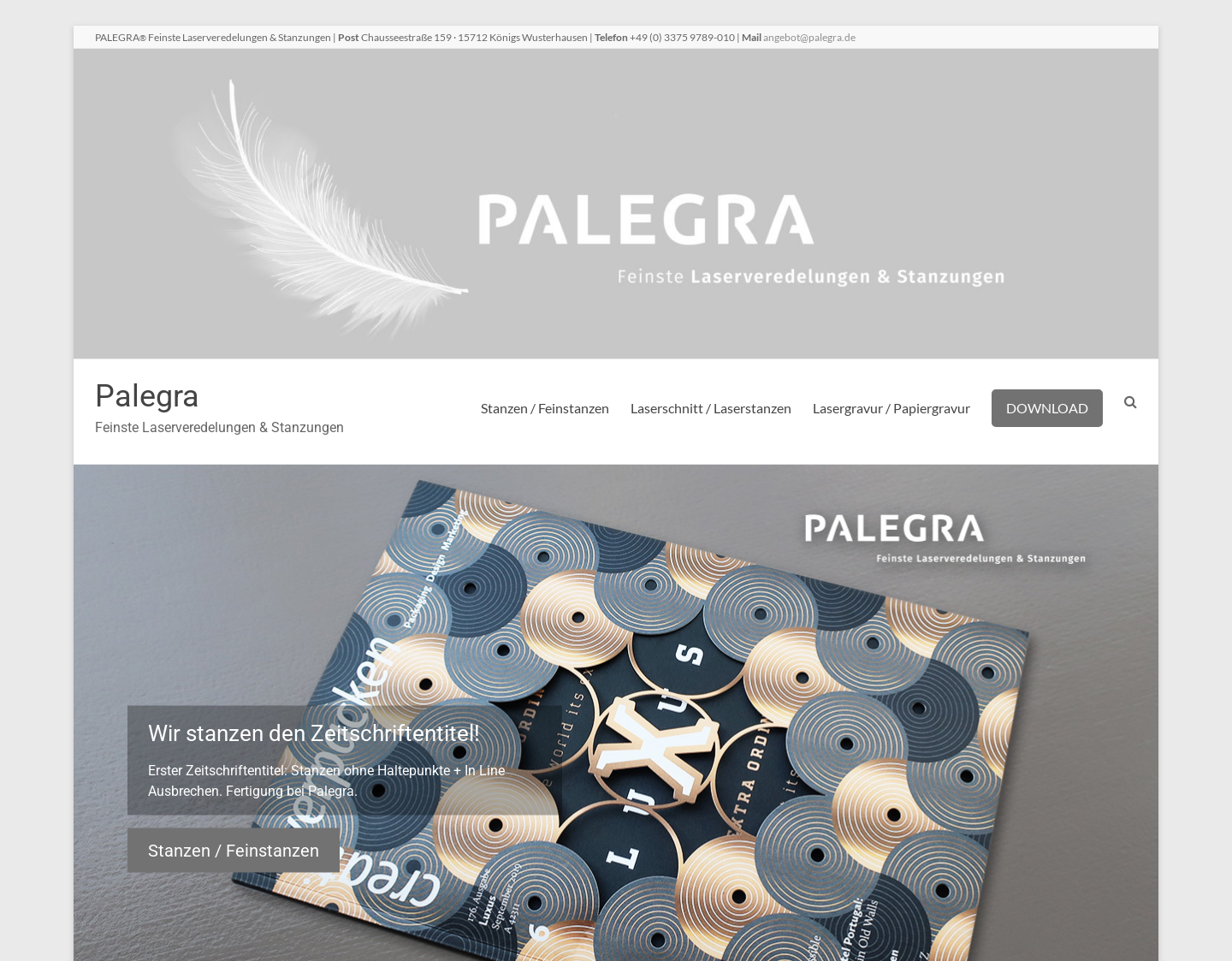 Aktuelle Website-Vorschau von Papierveredelung Palegra