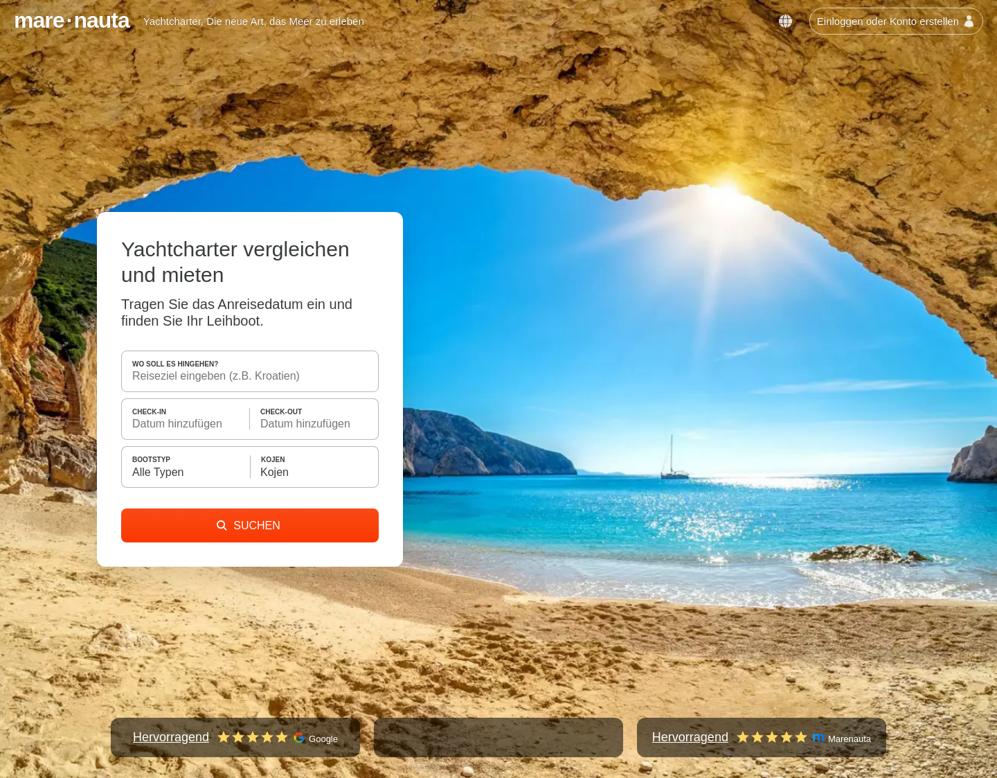 Aktuelle Website-Vorschau von Yachtcharter