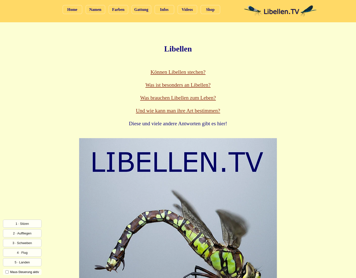 Aktuelle Website-Vorschau von Libellen sicher online bestimmen