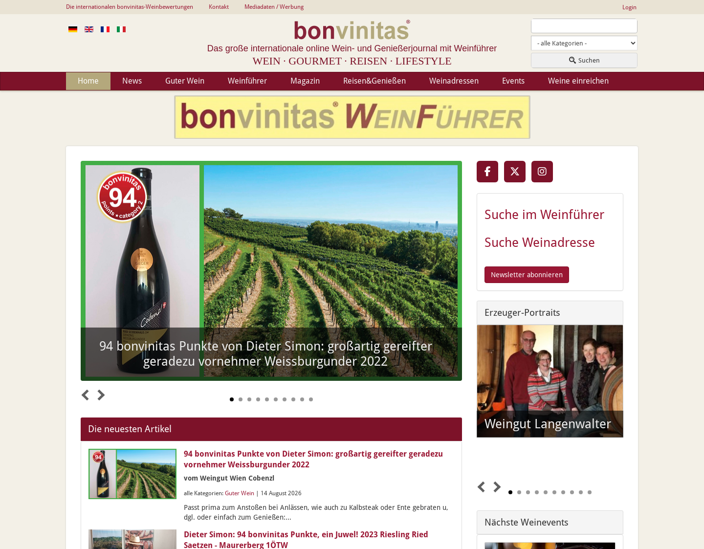 Aktuelle Website-Vorschau von bonvinitas