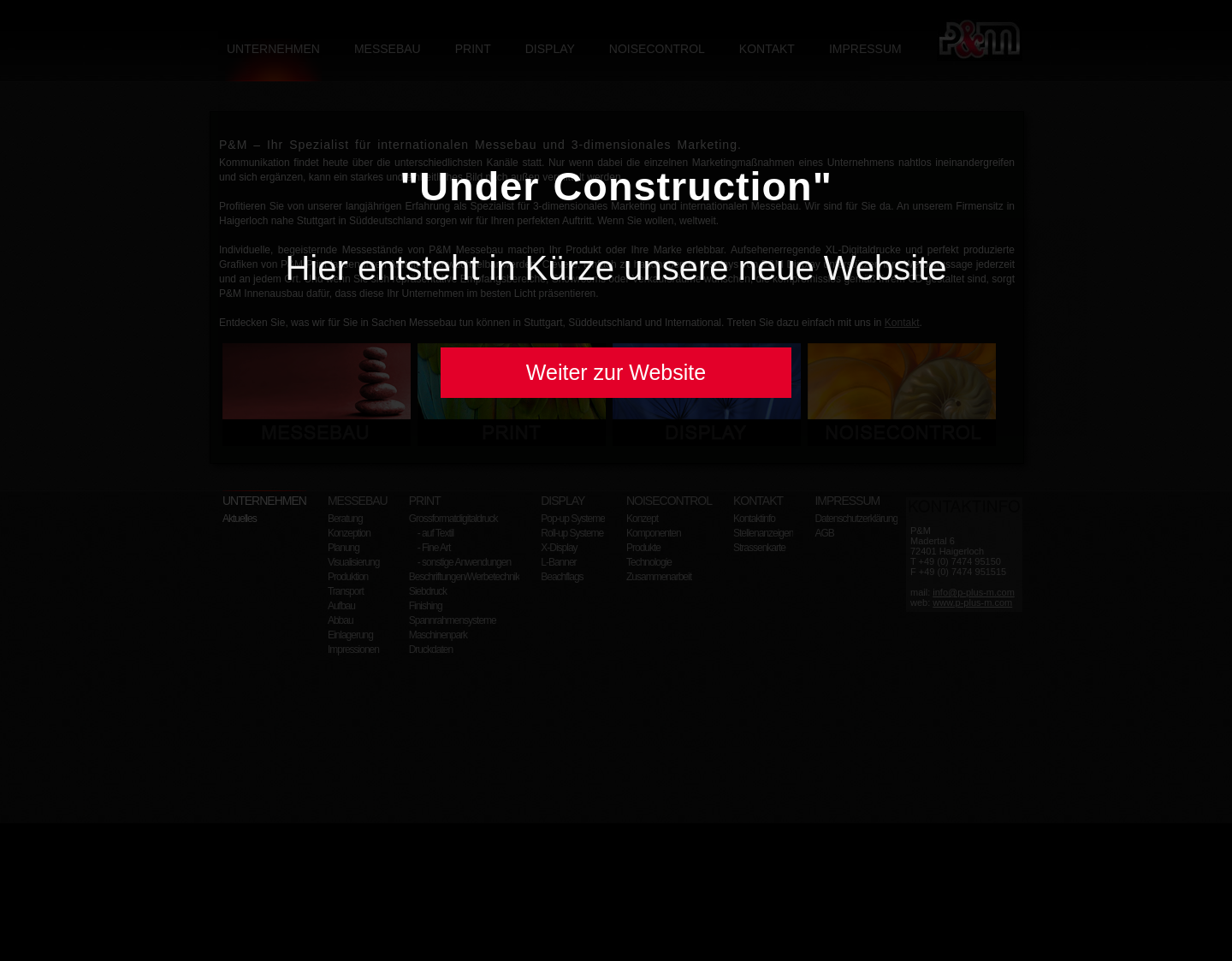 Aktuelle Website-Vorschau von P&M ? Ihr Spezialist für 3-dimensionales Marketing
