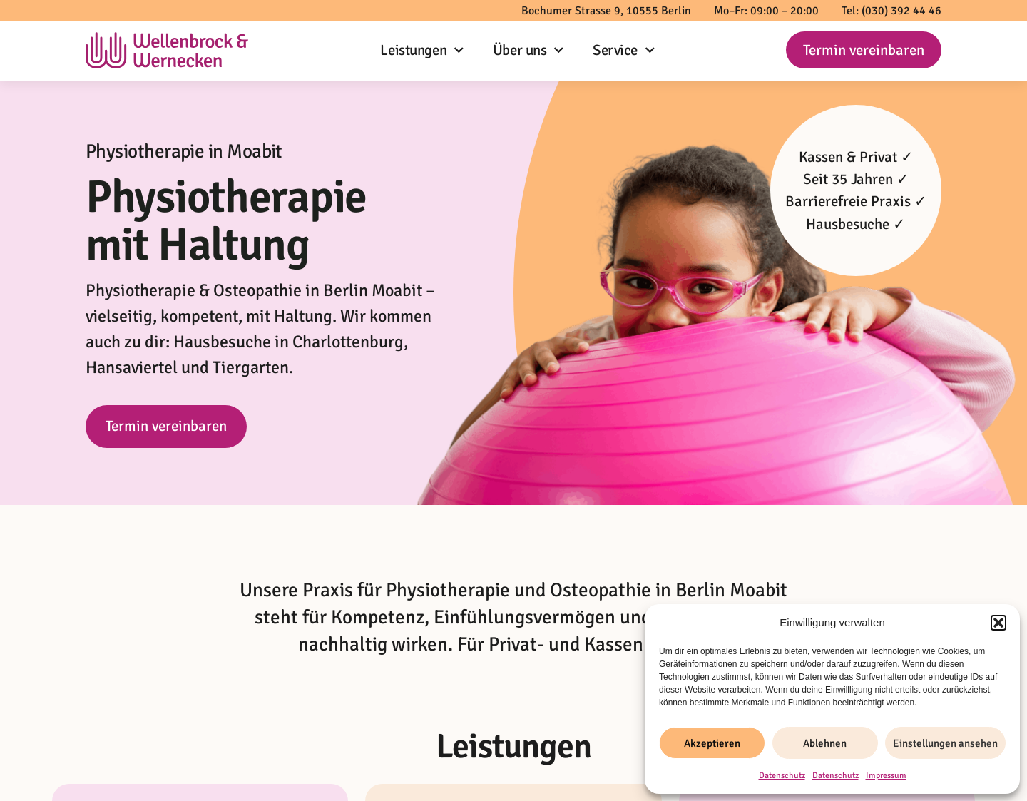 Aktuelle Website-Vorschau von Physiotherapie Praxis Wellenbrock