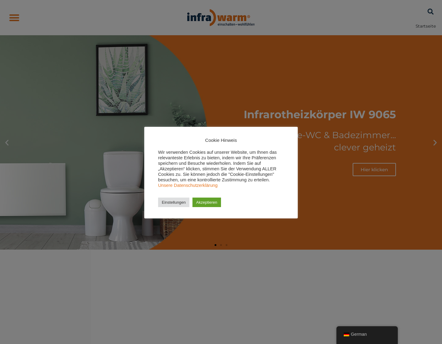 Aktuelle Website-Vorschau von Infrawarm