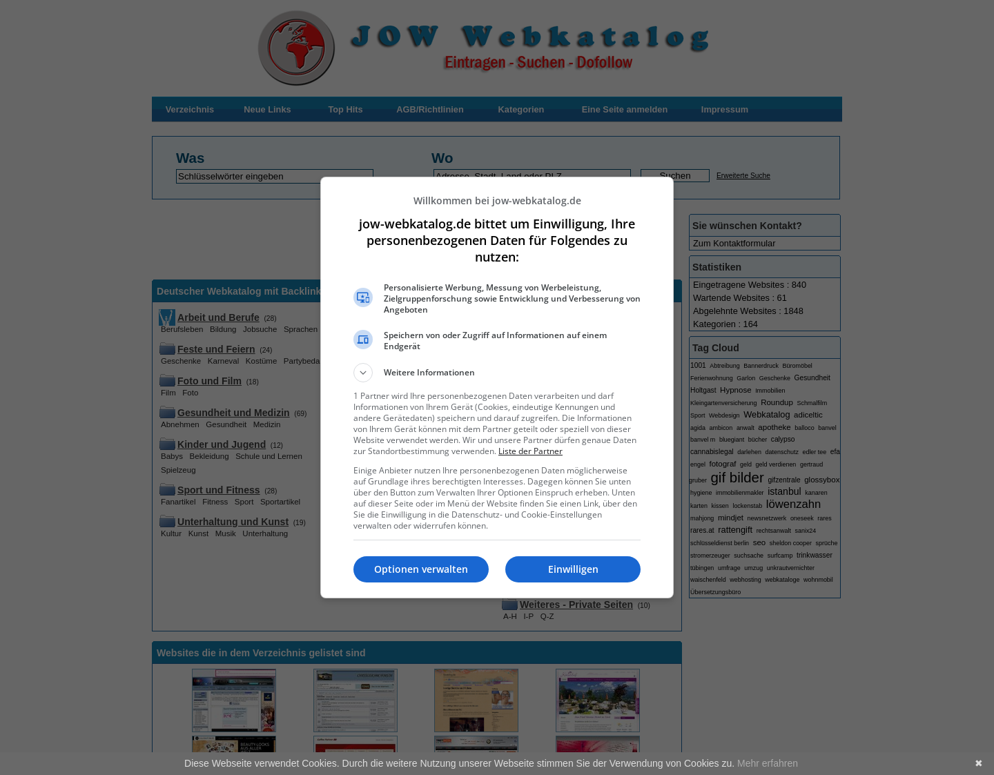 Aktuelle Website-Vorschau von JOW-Webkatalog by Jopen-Online
