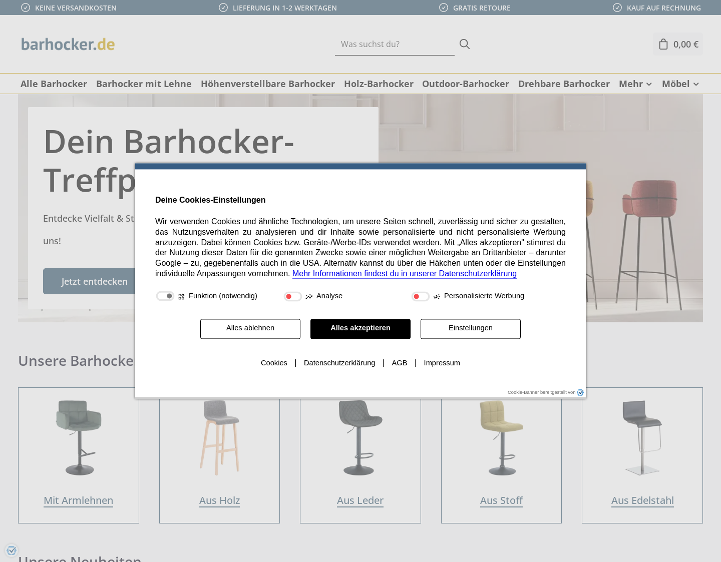 Aktuelle Website-Vorschau von Barhocker
