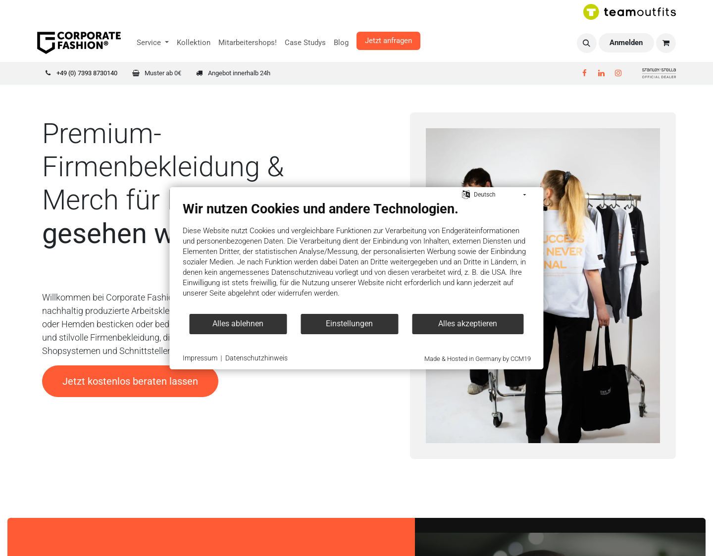 Aktuelle Website-Vorschau von Einheitliche Mitarbeiterbekleidung