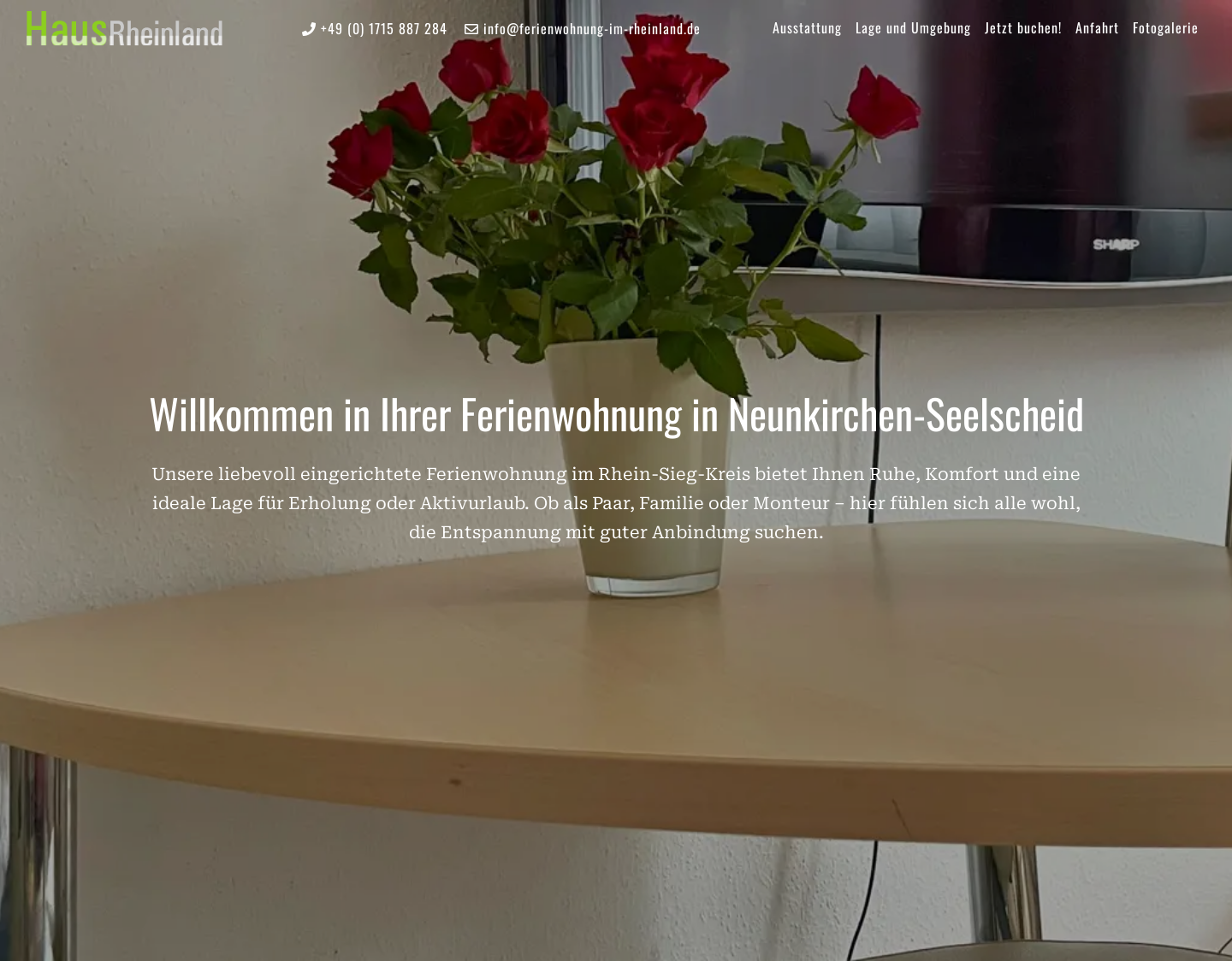 Aktuelle Website-Vorschau von Ferienwohnung im Rheinland