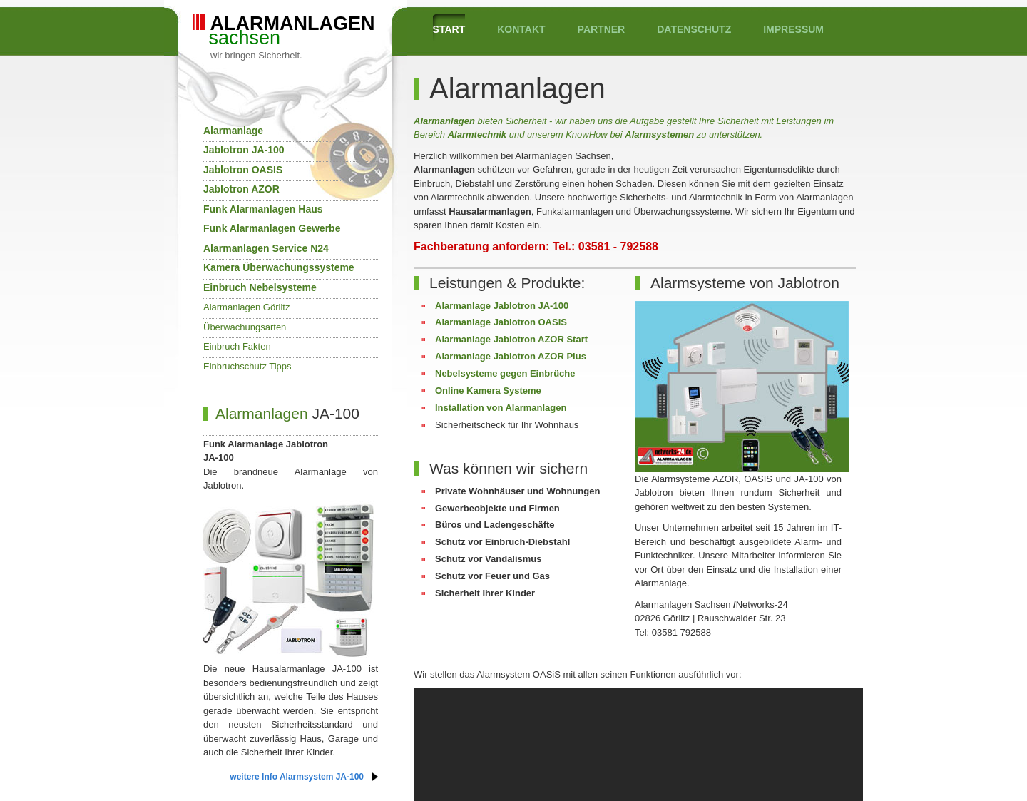 Aktuelle Website-Vorschau von Alarmanlagen Wohnung und Gewerbe
