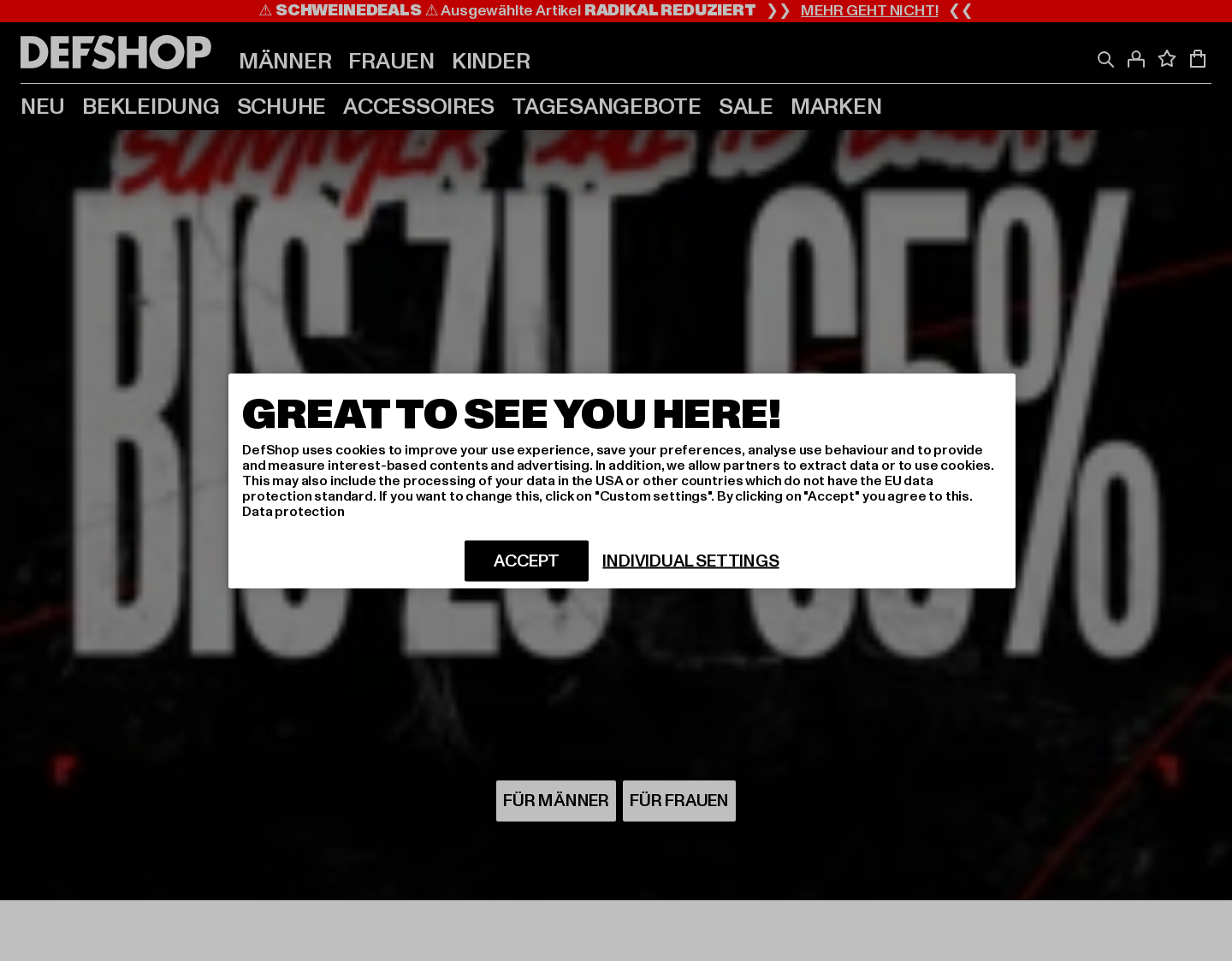 Aktuelle Website-Vorschau von Streetwear