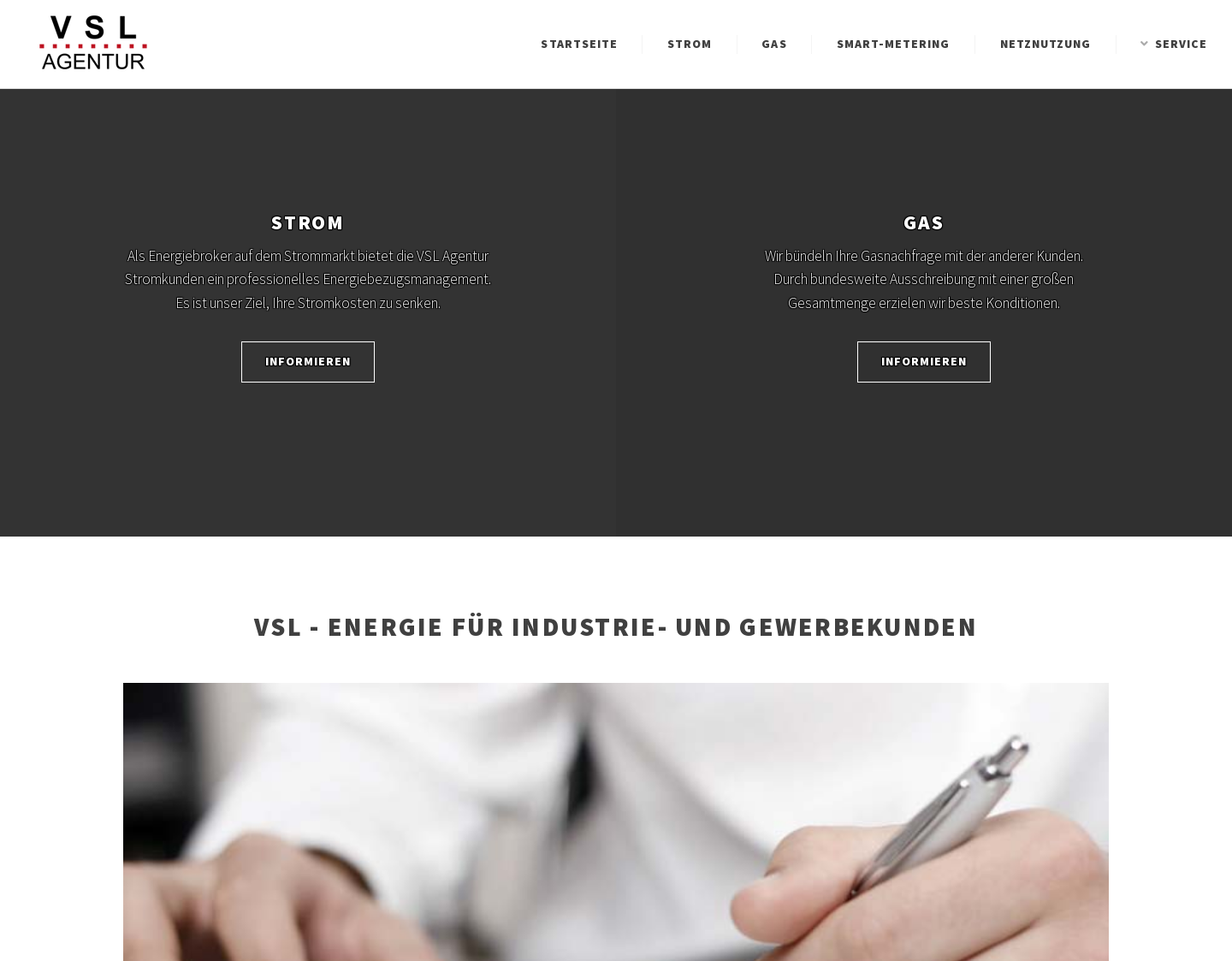 Aktuelle Website-Vorschau von Energie für Gewerbe- und Industriekunden