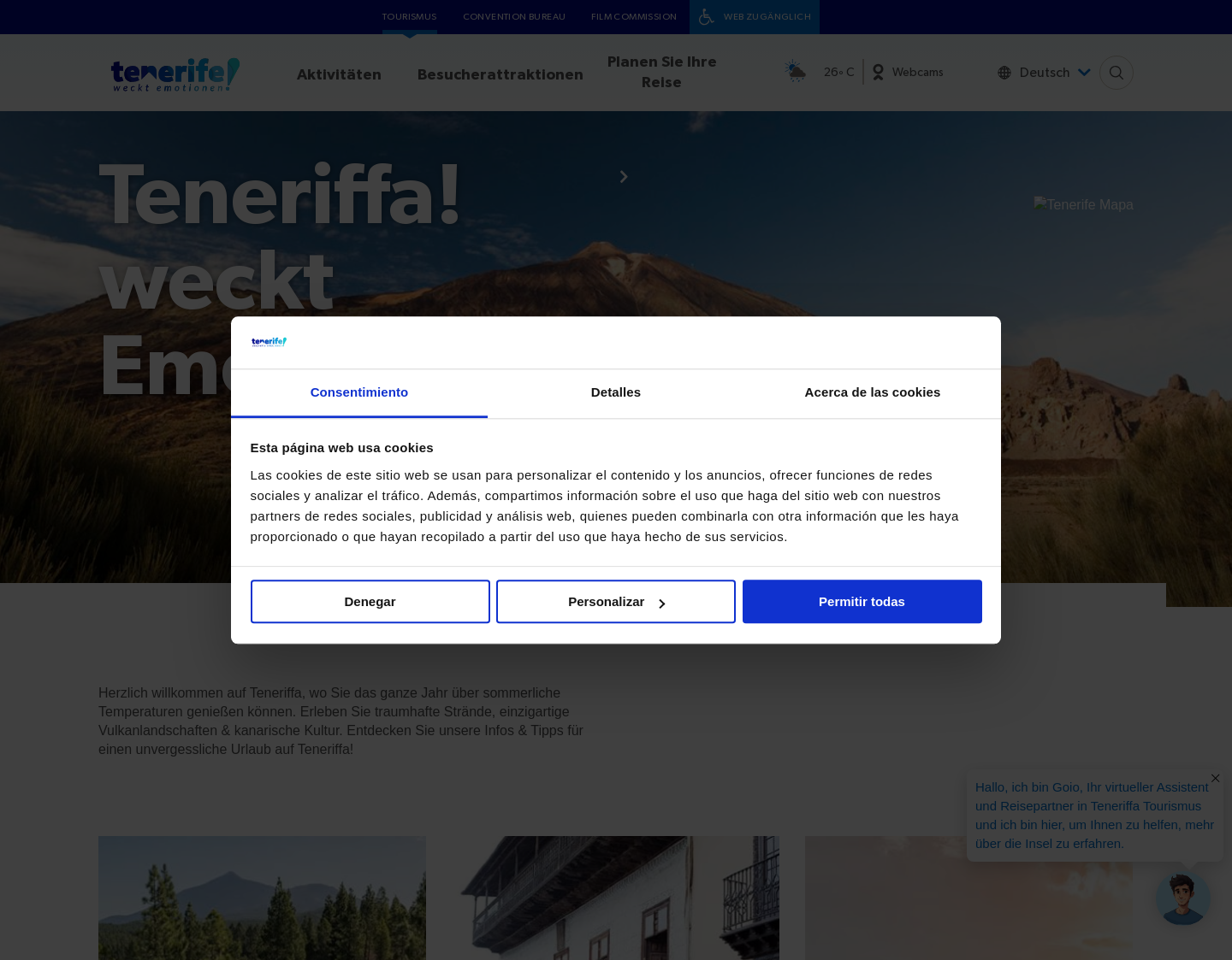 Aktuelle Website-Vorschau von Teneriffa