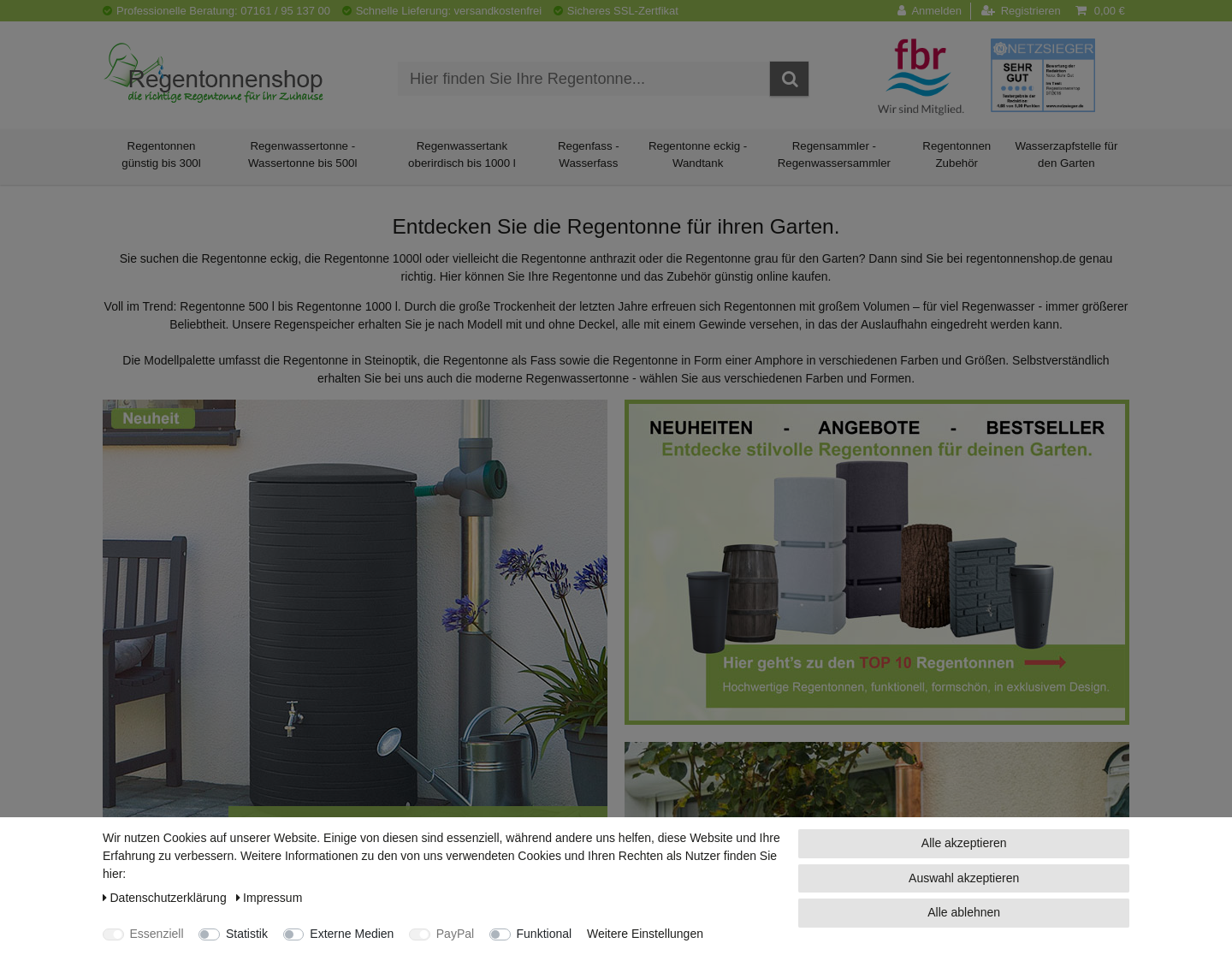 Aktuelle Website-Vorschau von Der Regentonnenshop