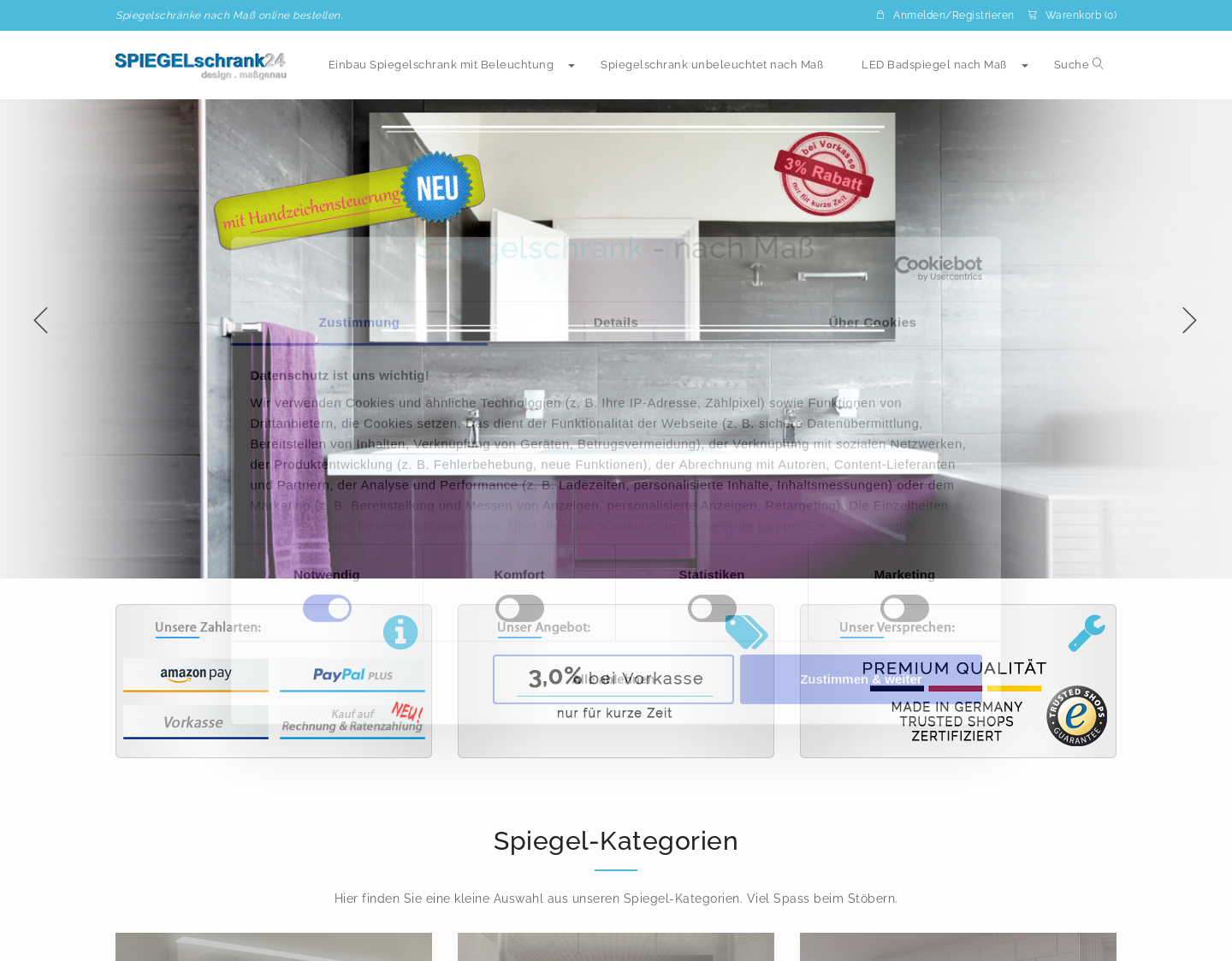 Aktuelle Website-Vorschau von Spiegelschrank