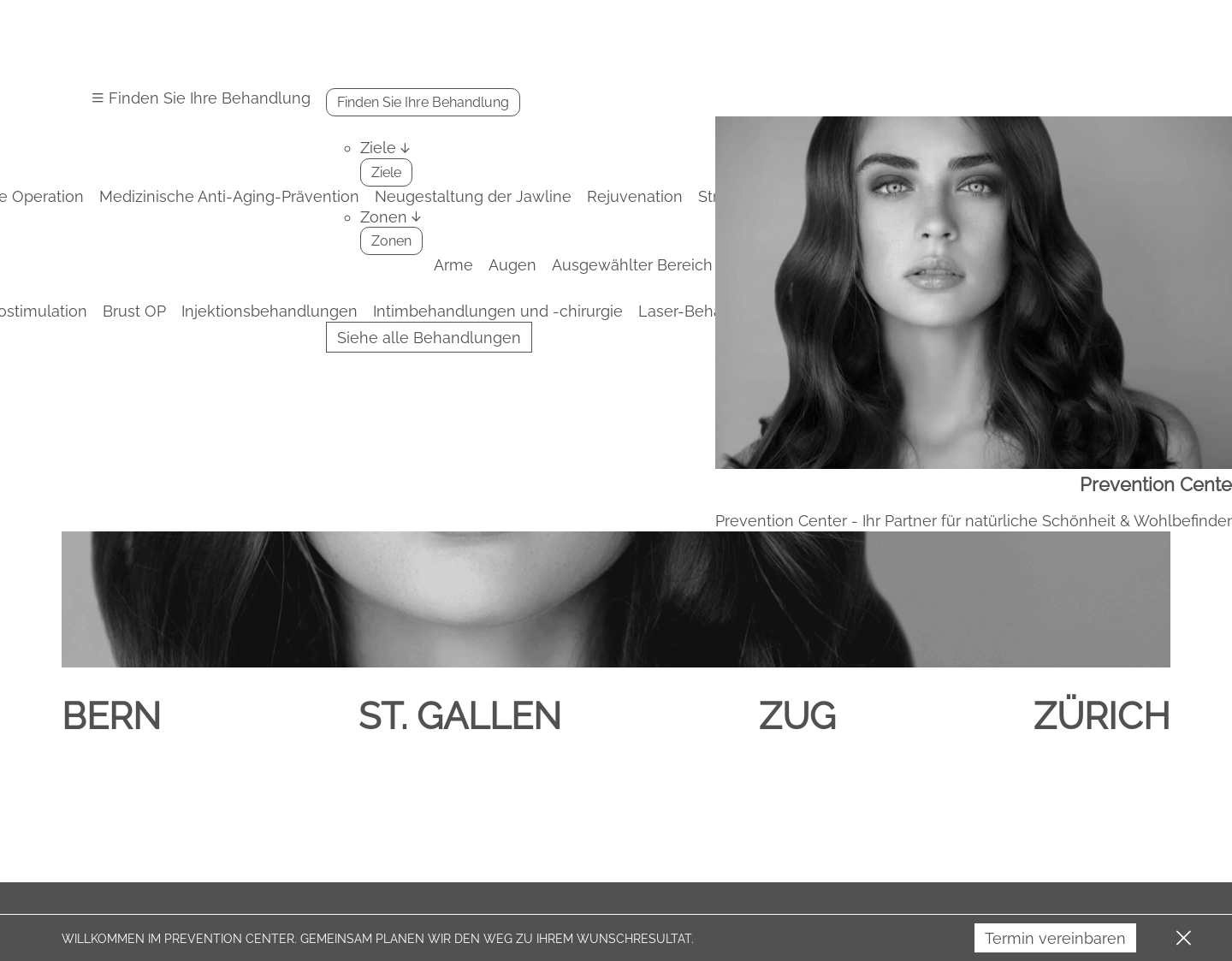 Aktuelle Website-Vorschau von Prevention Center