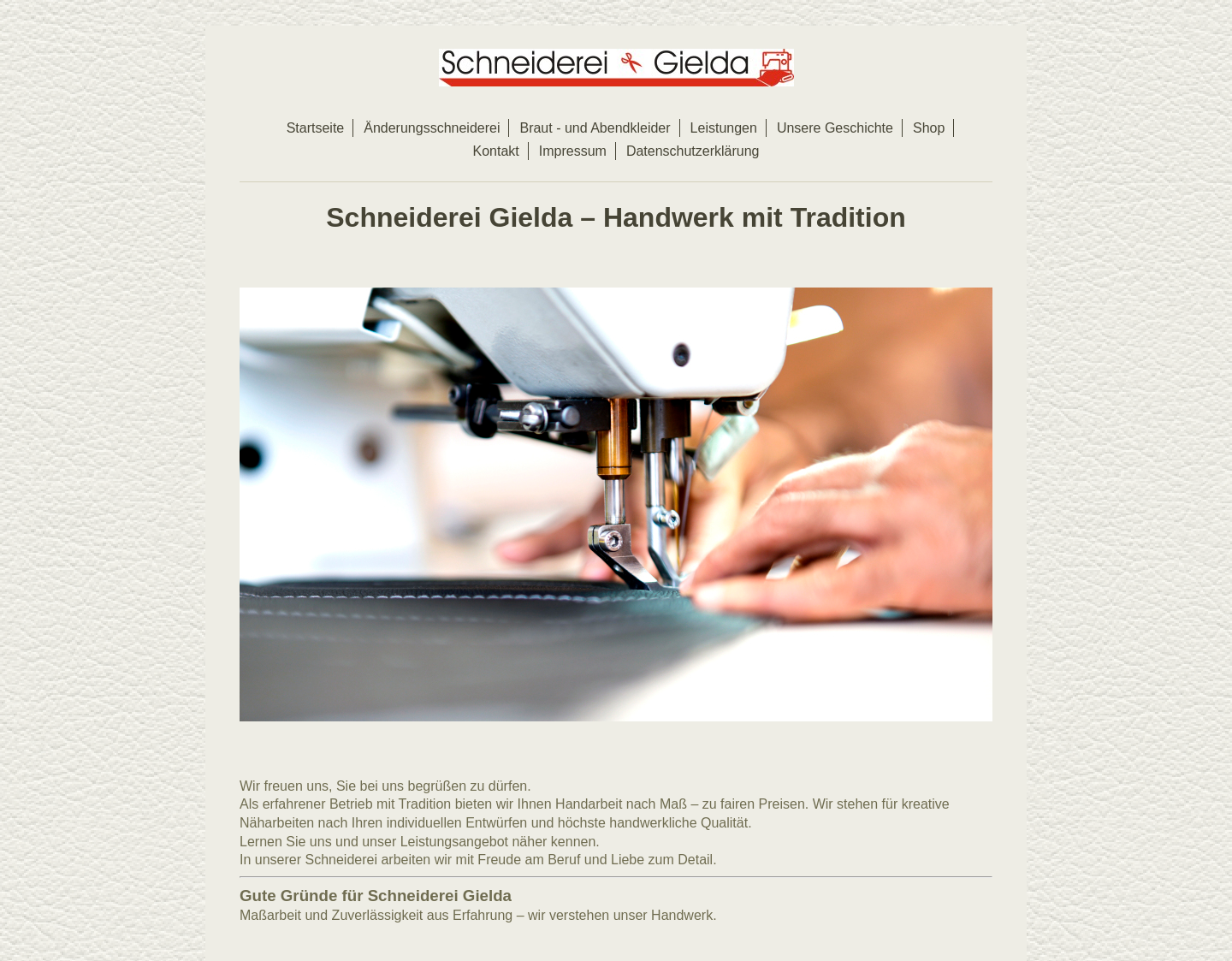 Aktuelle Website-Vorschau von Schneiderei Gielda