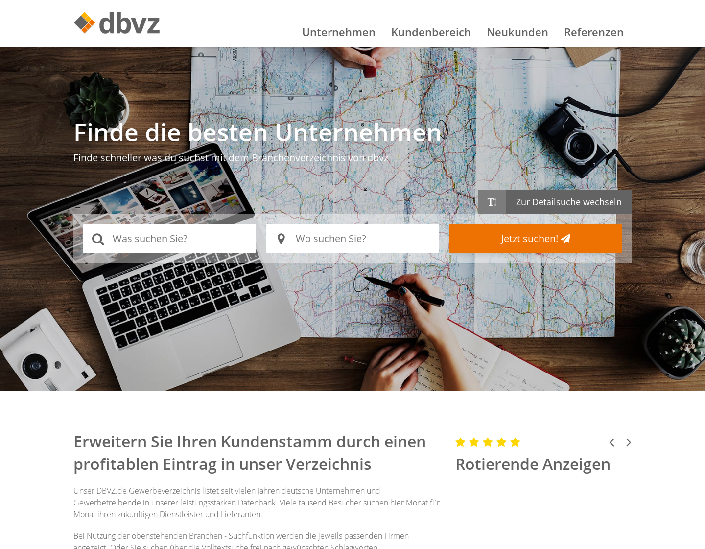 Aktuelle Website-Vorschau von dbvz ist digitale Branchenverzeichnis