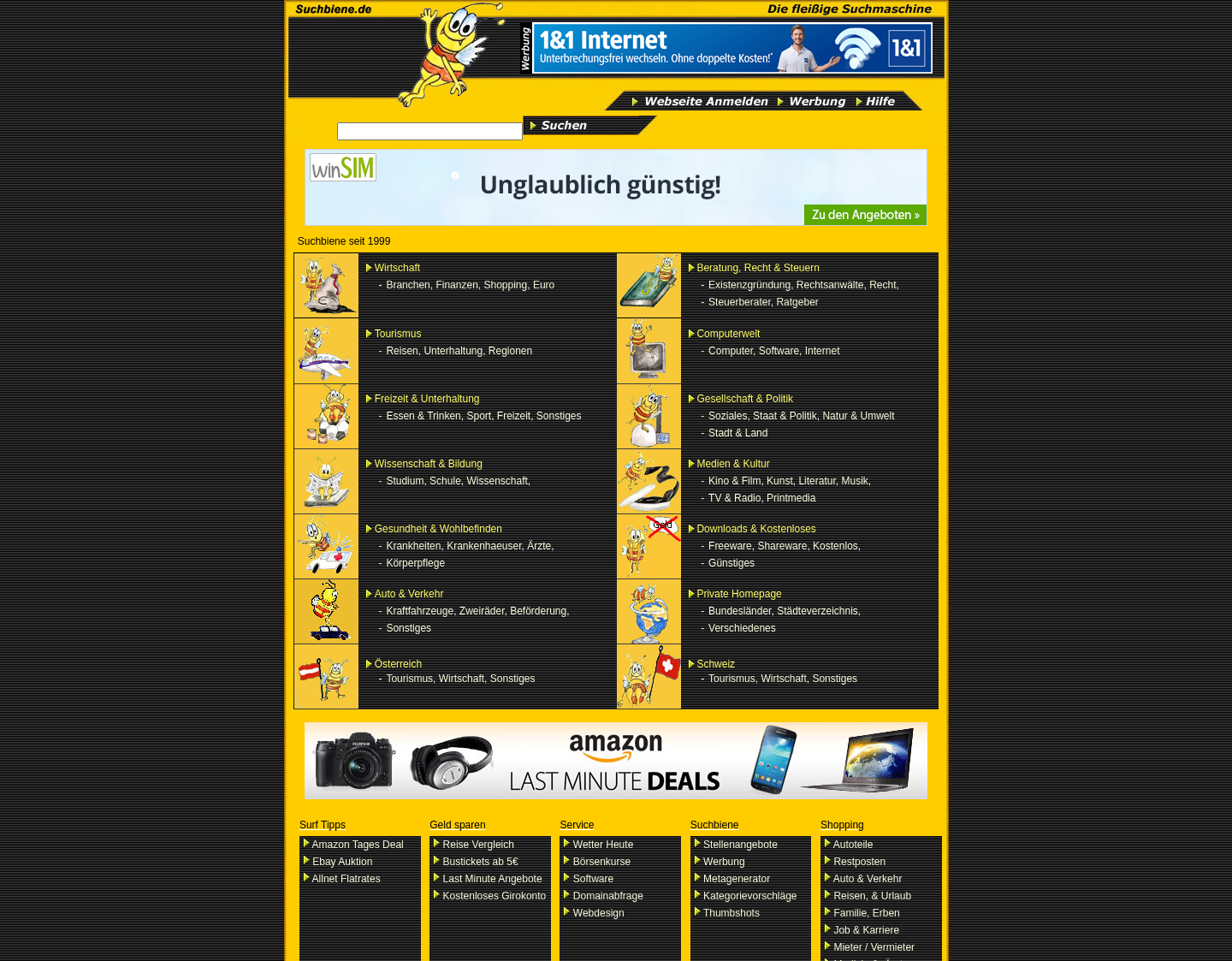 Aktuelle Website-Vorschau von Suchbiene, die fleißige Suchmaschine und Webkatalo