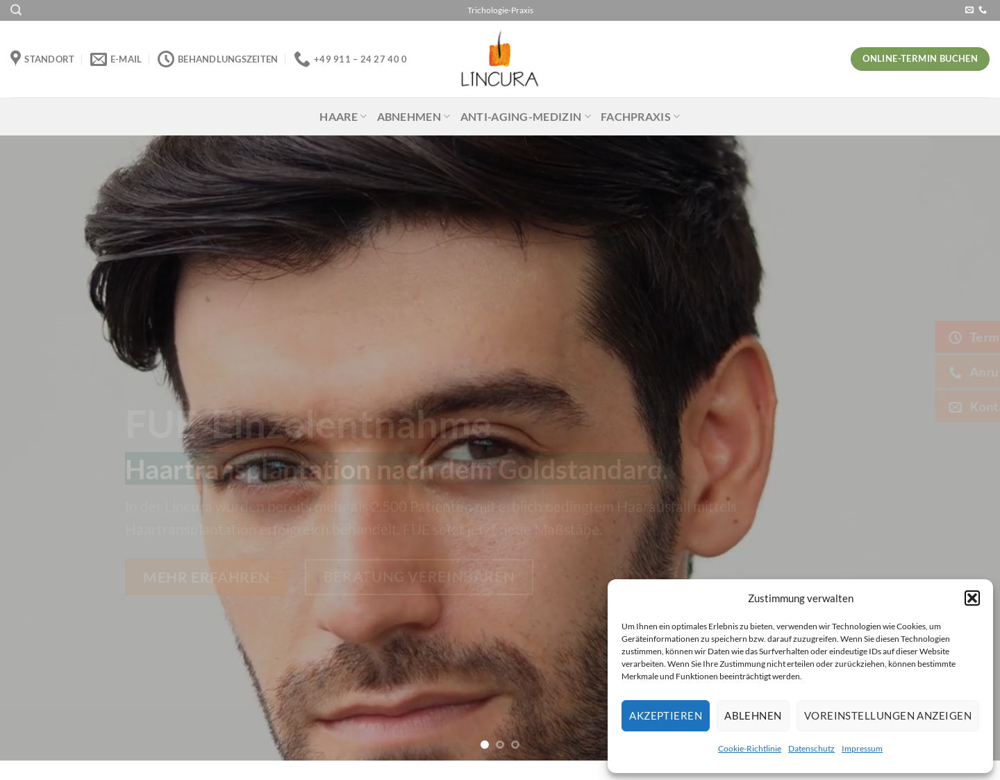 Aktuelle Website-Vorschau von Haarverpflanzung