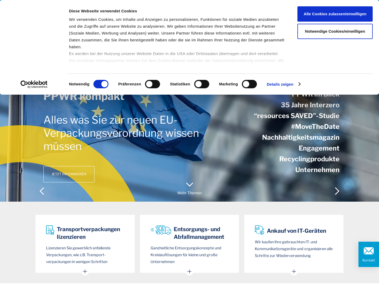Aktuelle Website-Vorschau von recyclingnews