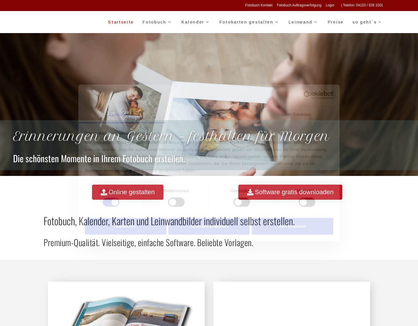 Aktuelle Website-Vorschau von Fotobuch erstellen
