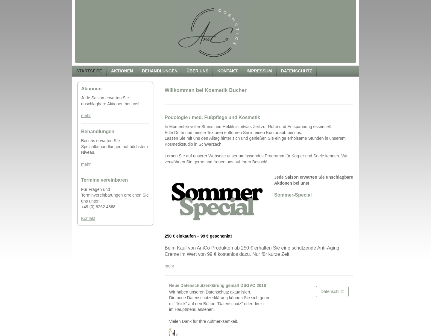 Aktuelle Website-Vorschau von Kosmetik Bucher