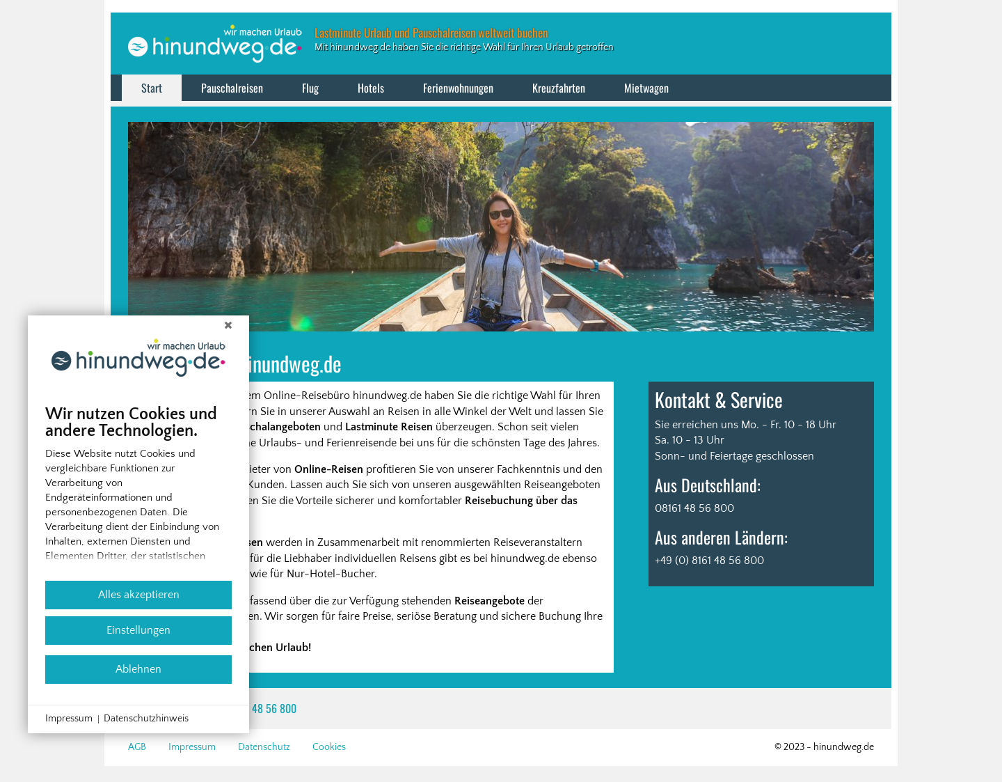 Aktuelle Website-Vorschau von Lastminute Reisen
