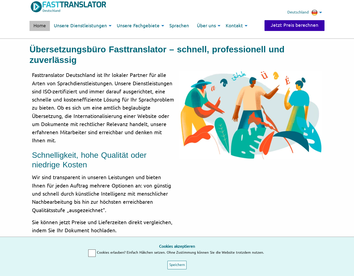 Aktuelle Website-Vorschau von Übersetzungsbüro Schnellübersetzer