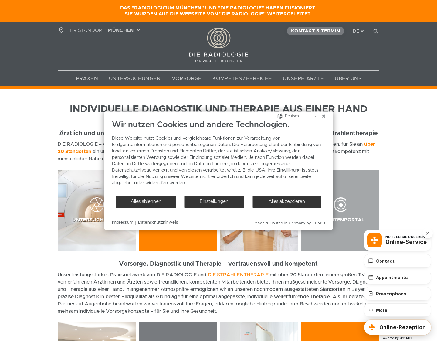 Aktuelle Website-Vorschau von Radiologie in München