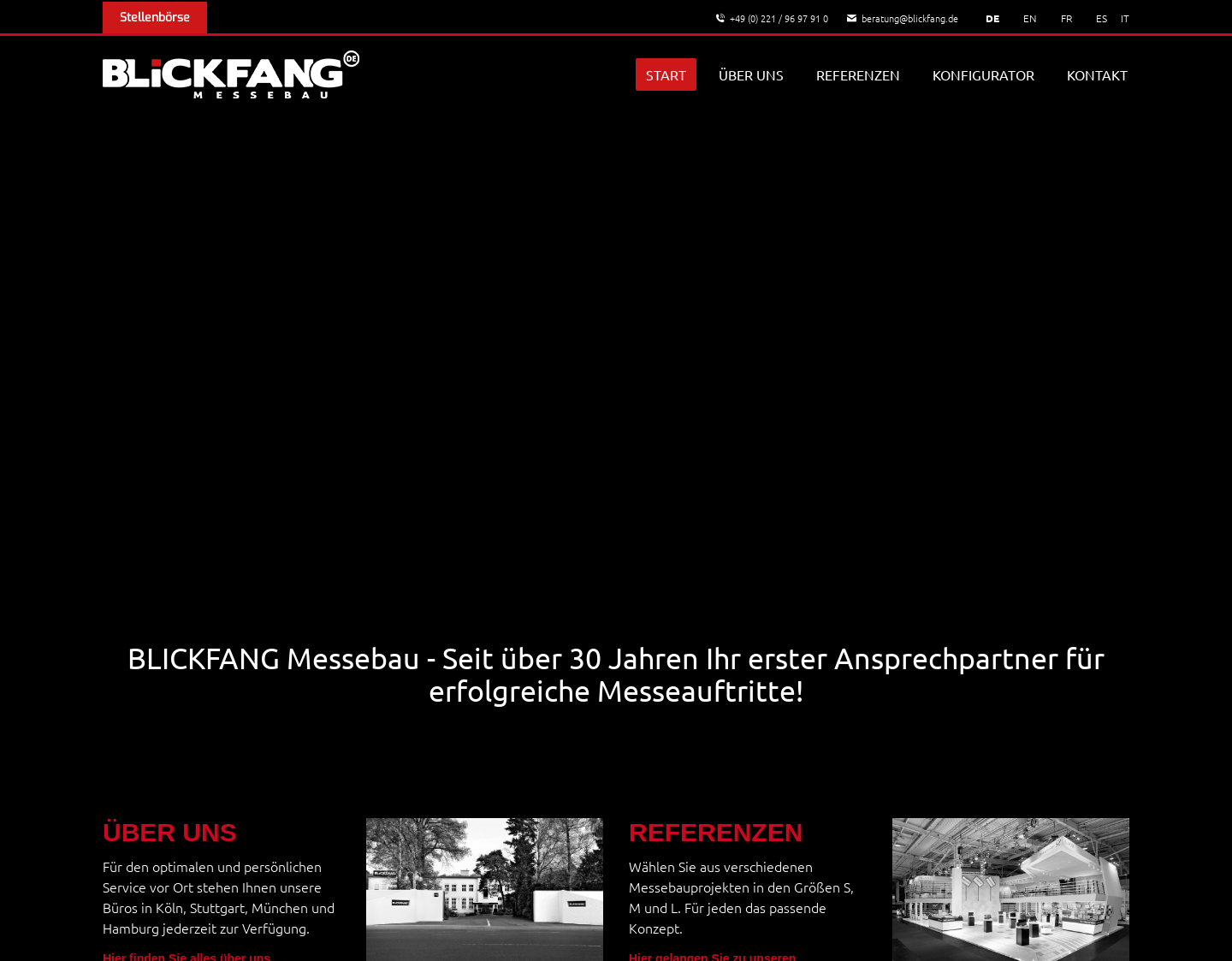 Aktuelle Website-Vorschau von Messebau - Blickfang GmbH Köln