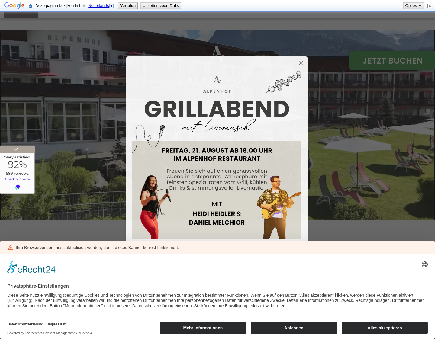 Aktuelle Website-Vorschau von Hotel Alpenhof in Oberstdorf