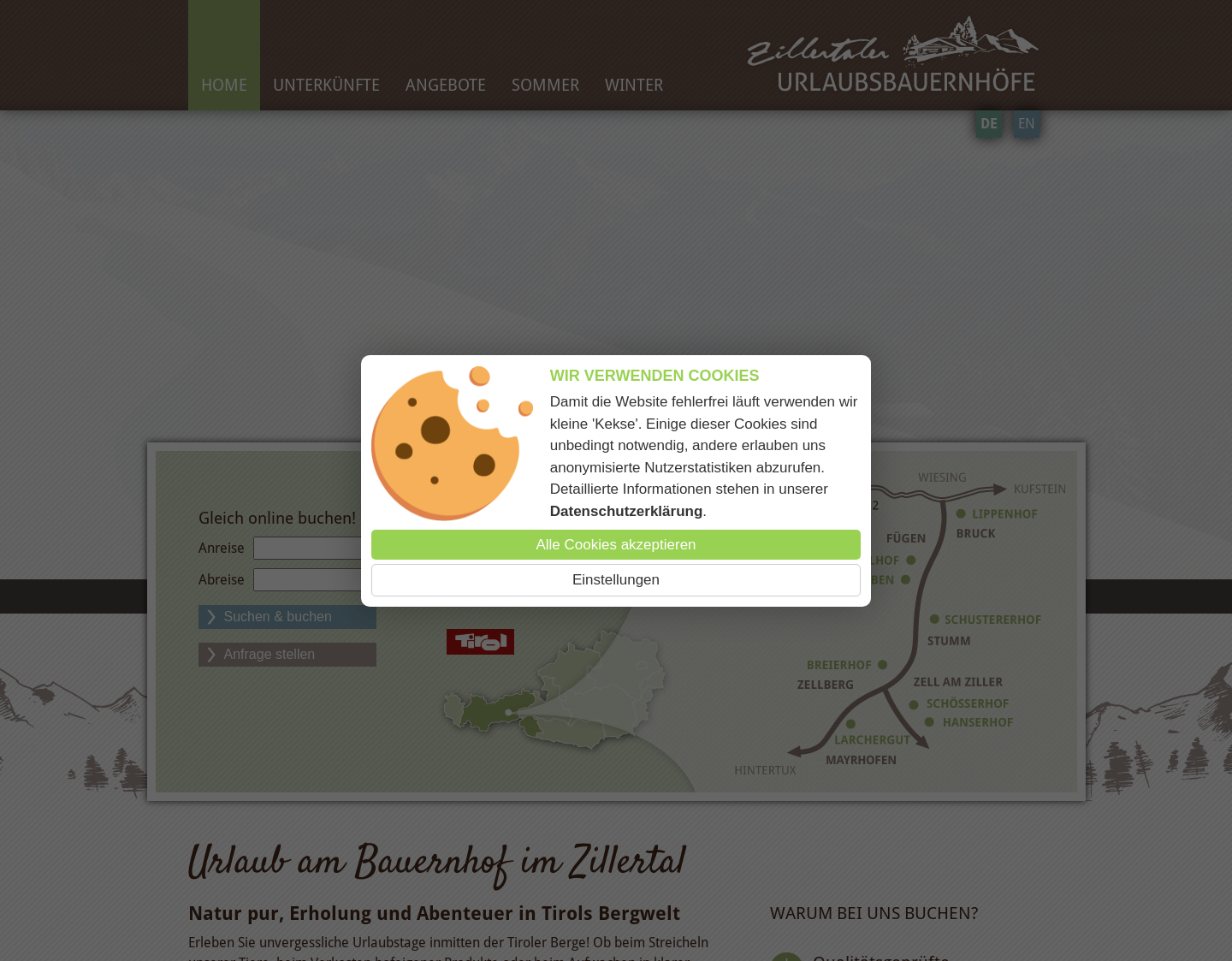 Aktuelle Website-Vorschau von Bauernhofurlaub im Zillertal-Tirol