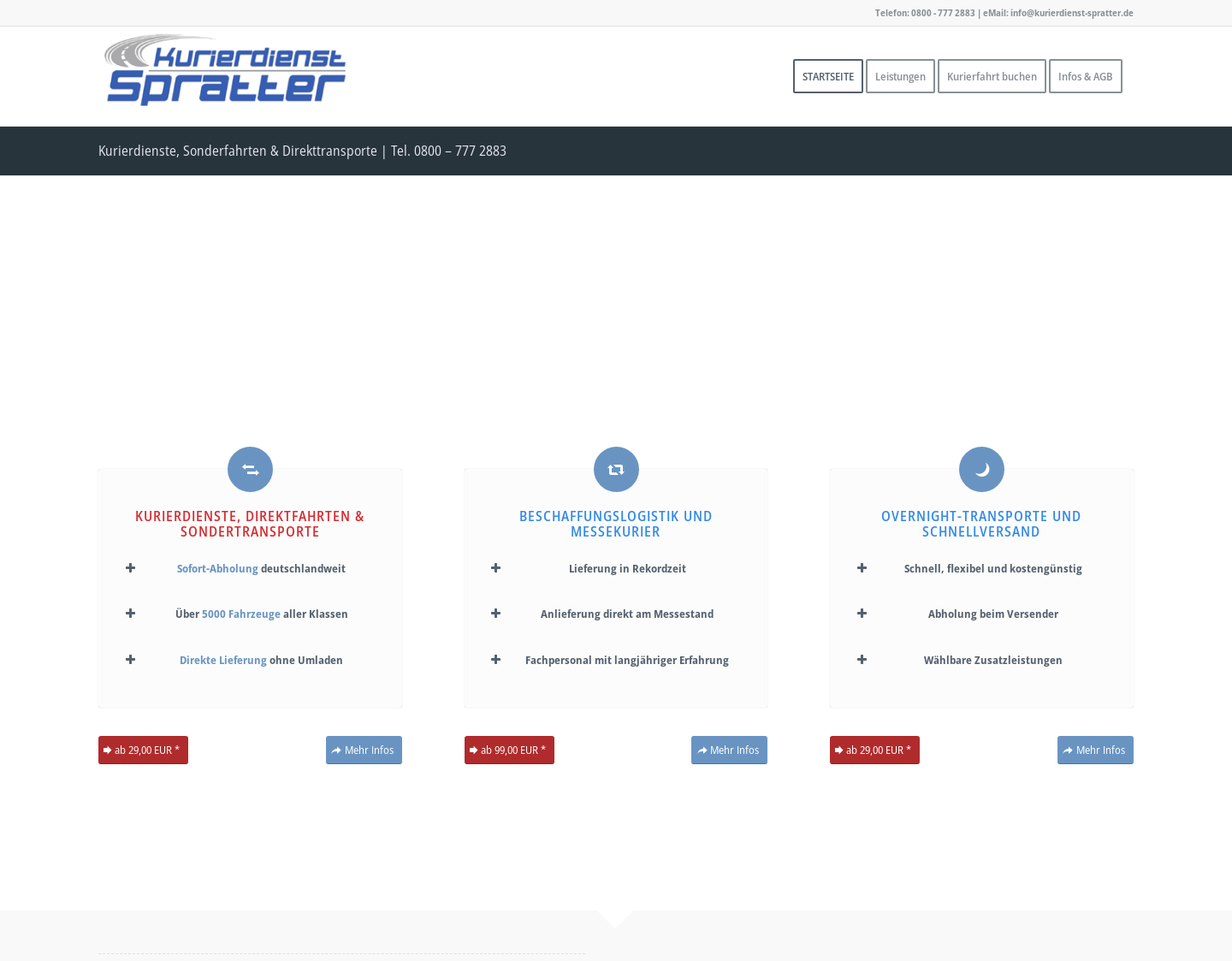 Aktuelle Website-Vorschau von Express-Kurierdienst Spratter