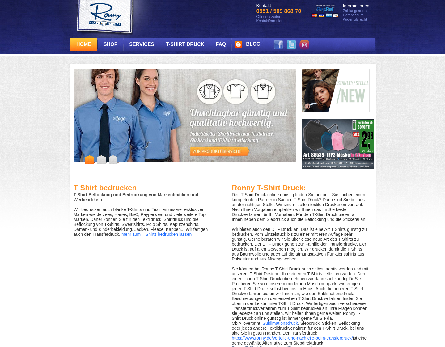 Aktuelle Website-Vorschau von t-shirt druck textildruck stickerei beflockung