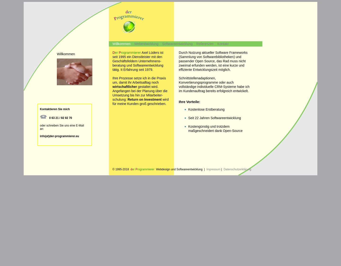 Aktuelle Website-Vorschau von Webdesign und Softwareentwicklung