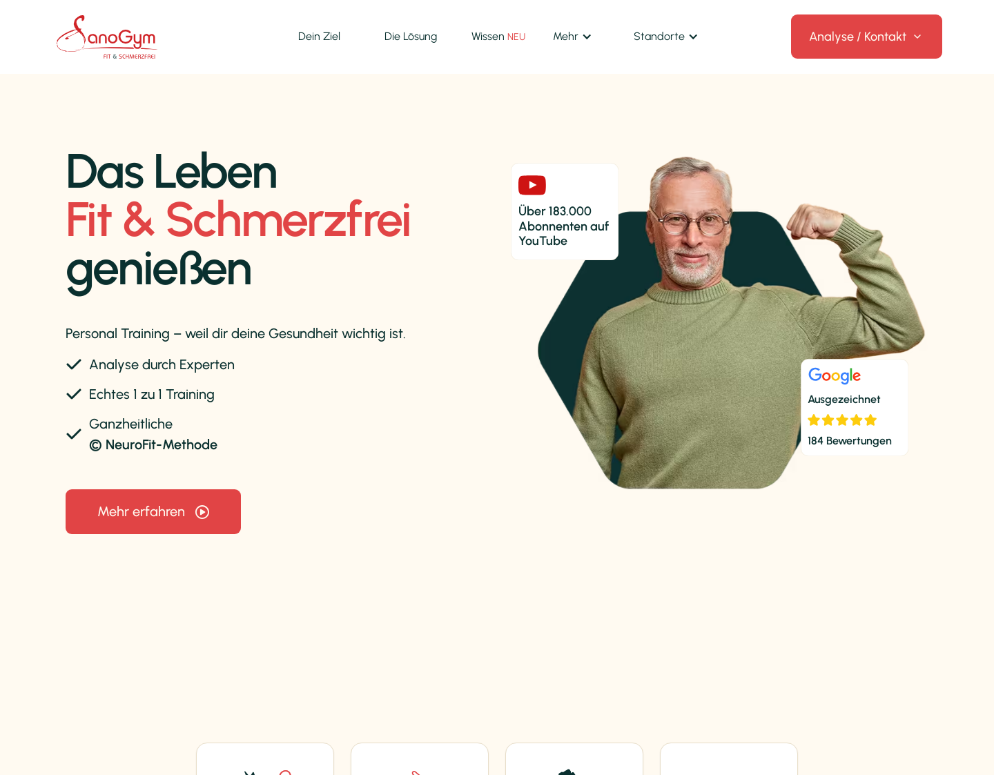 Aktuelle Website-Vorschau von Sanogym Pilates & Fitness Kurse