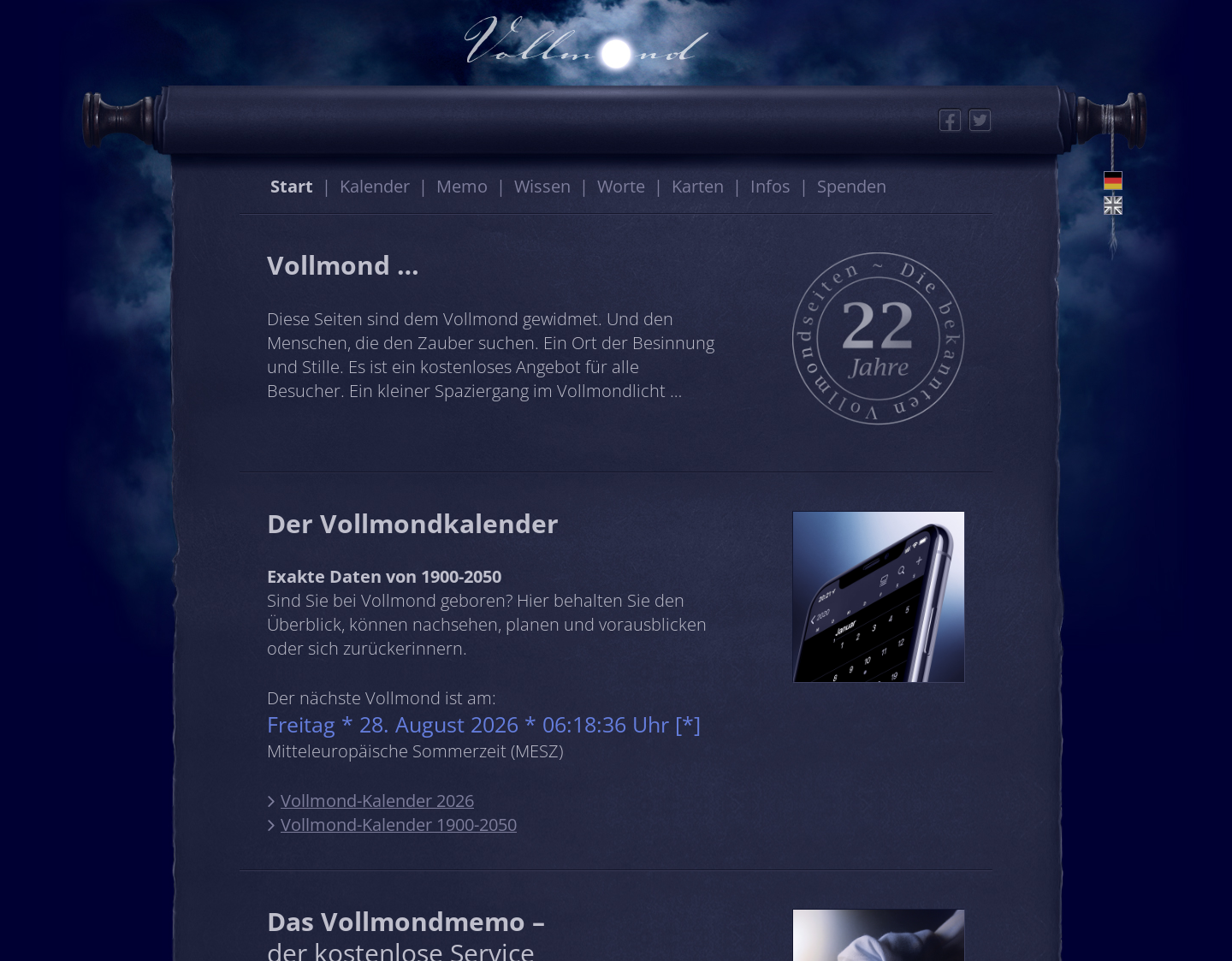 Aktuelle Website-Vorschau von Vollmond Info