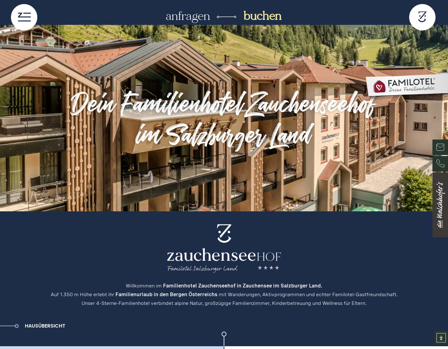 Aktuelle Website-Vorschau von Hotel Zauchensee Hof. Familienhotel